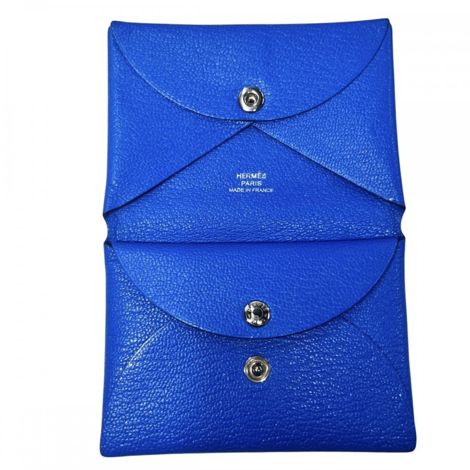 Hermes Blue Chevre Leather Coin Purse/Coin Case (Pre-Owned)