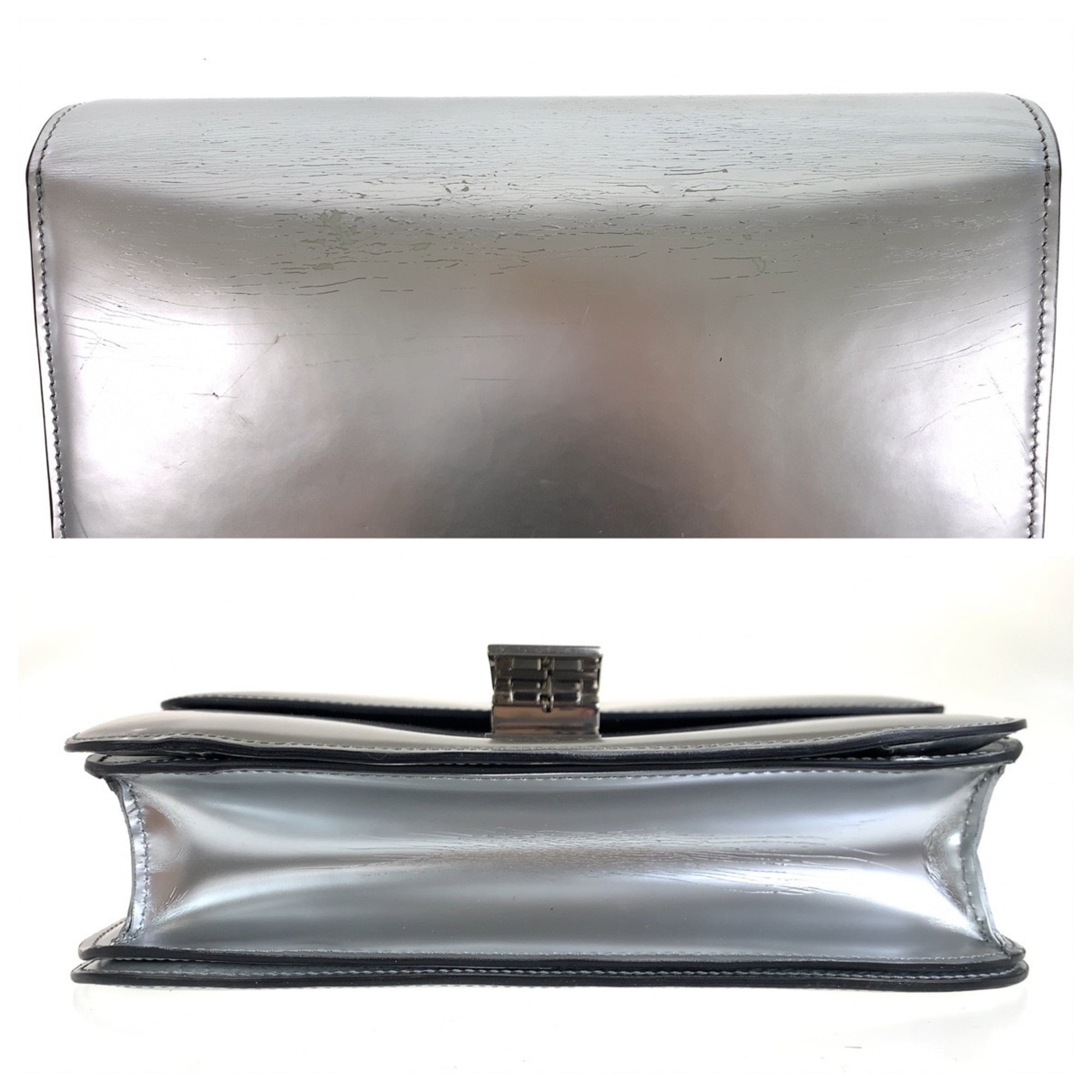 Celine Silver Leather Pochette Shoulder Bag (Pre-Owned)