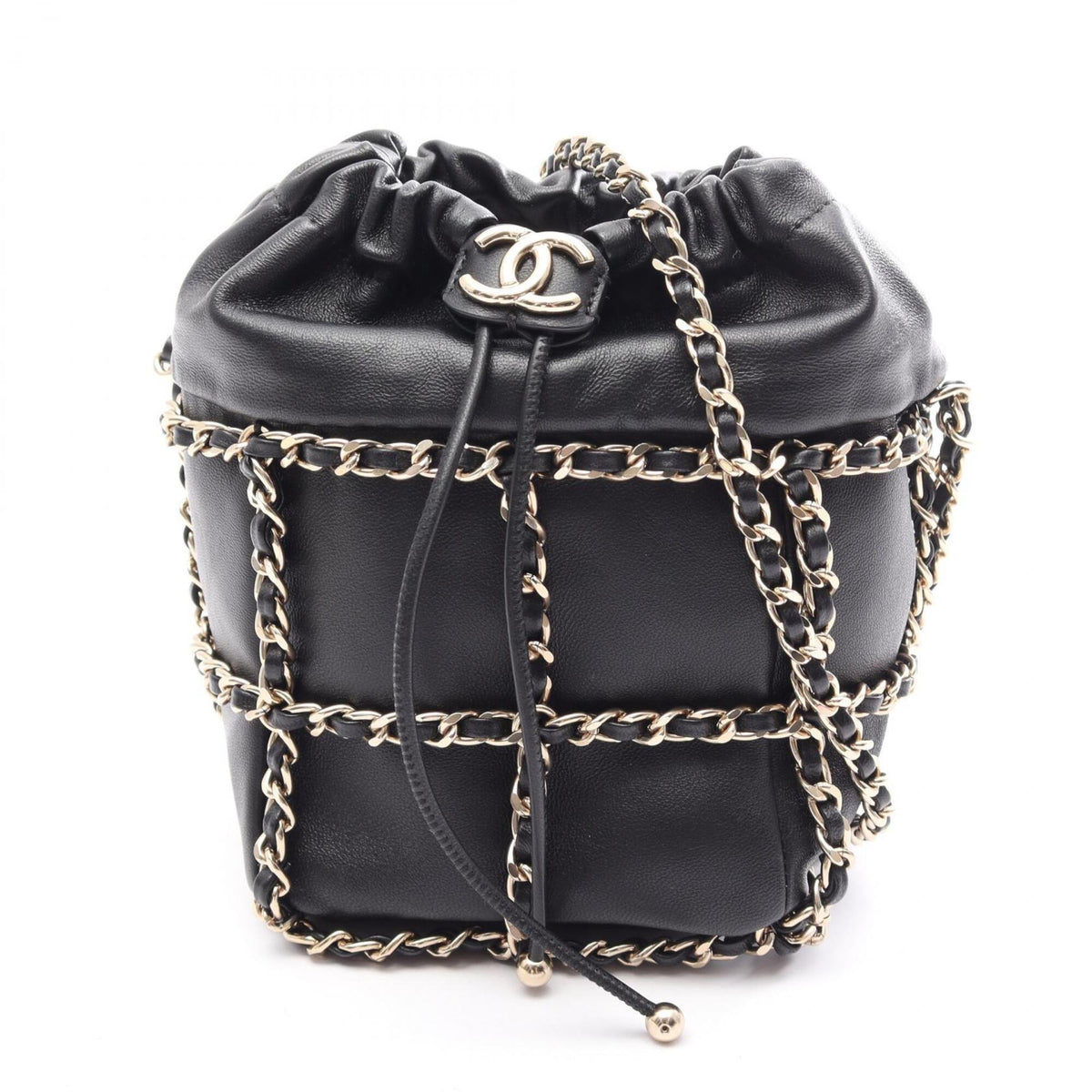 Chanel Black Leather Handbag Shoulder Bag (Pre-Owned)