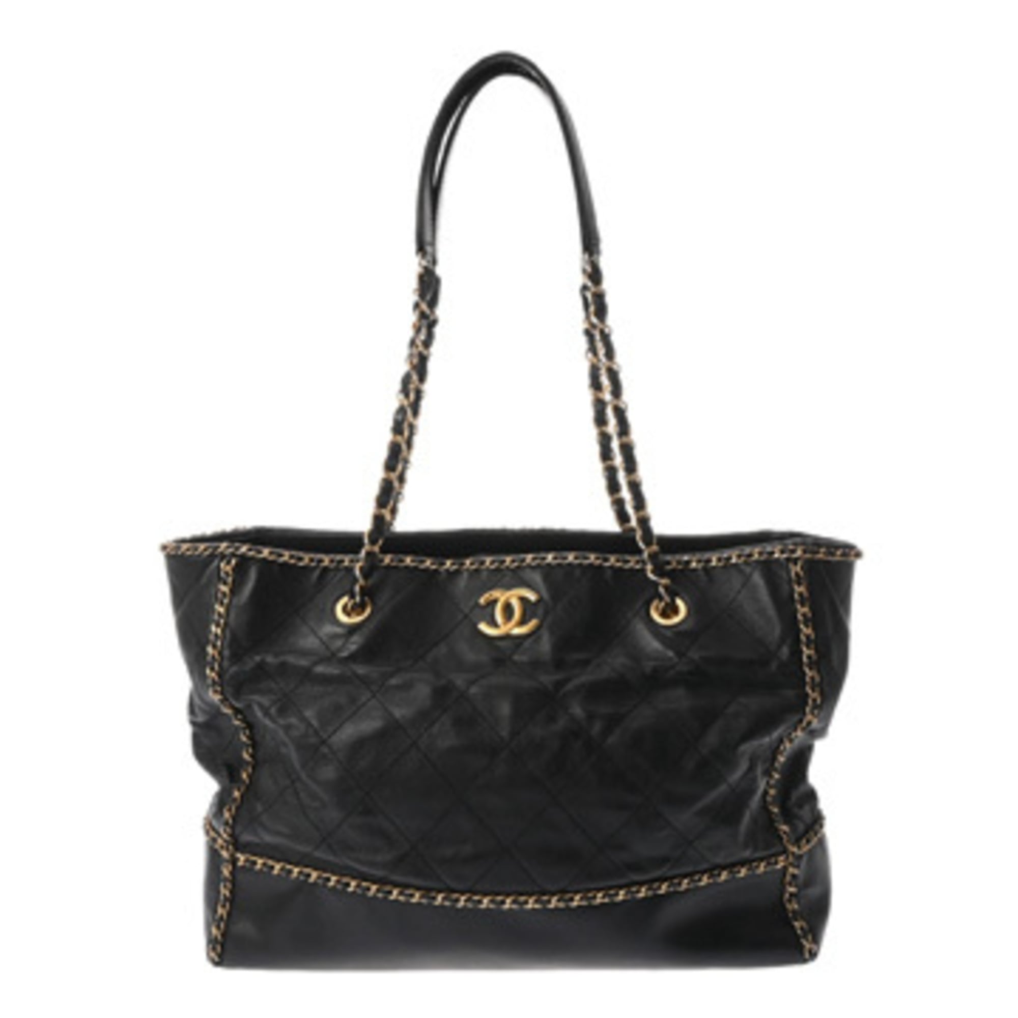 Chanel Matelasse Black Leather Handbag (Pre-Owned)