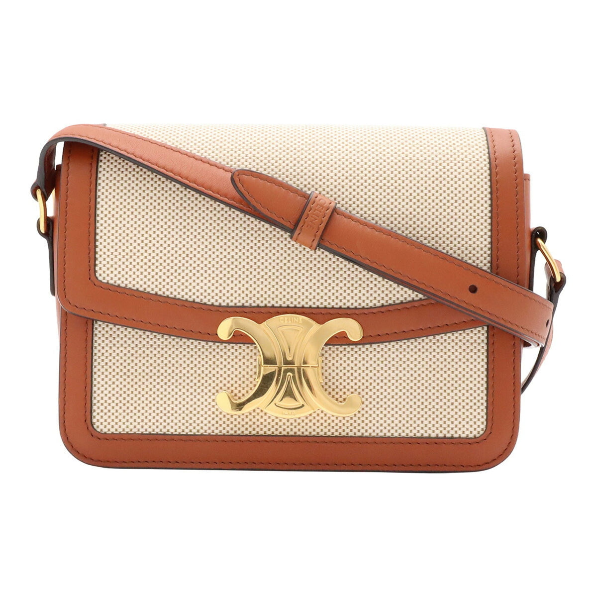 Celine Canvas Leather Handbag Pochette Shoulder Bag (Pre-Owned)