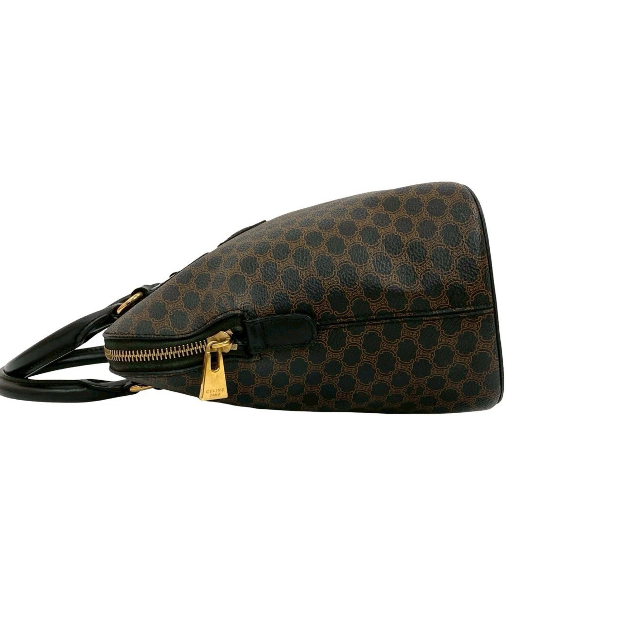 Celine Black Brown Leather Boston Bag Handbag (Pre-Owned)