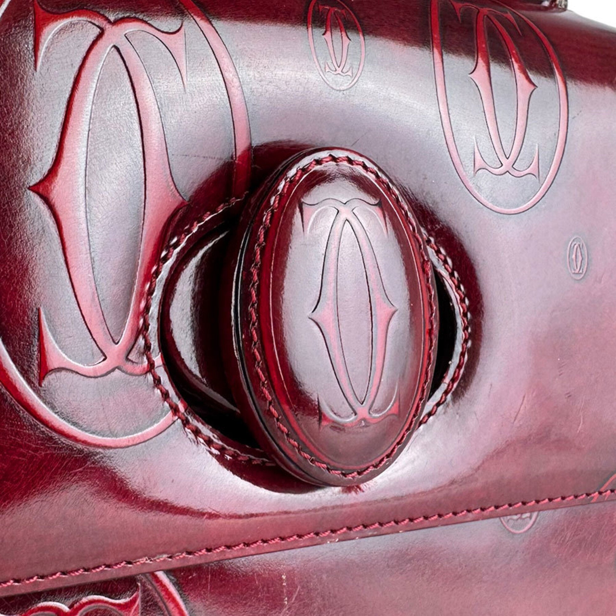 Cartier Bordeaux Leather Handbag (Pre-Owned)