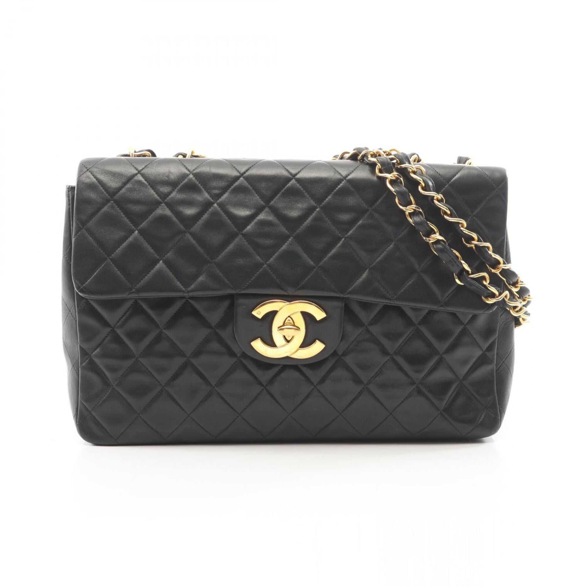 Chanel Black Leather Handbag Shoulder Bag (Pre-Owned)
