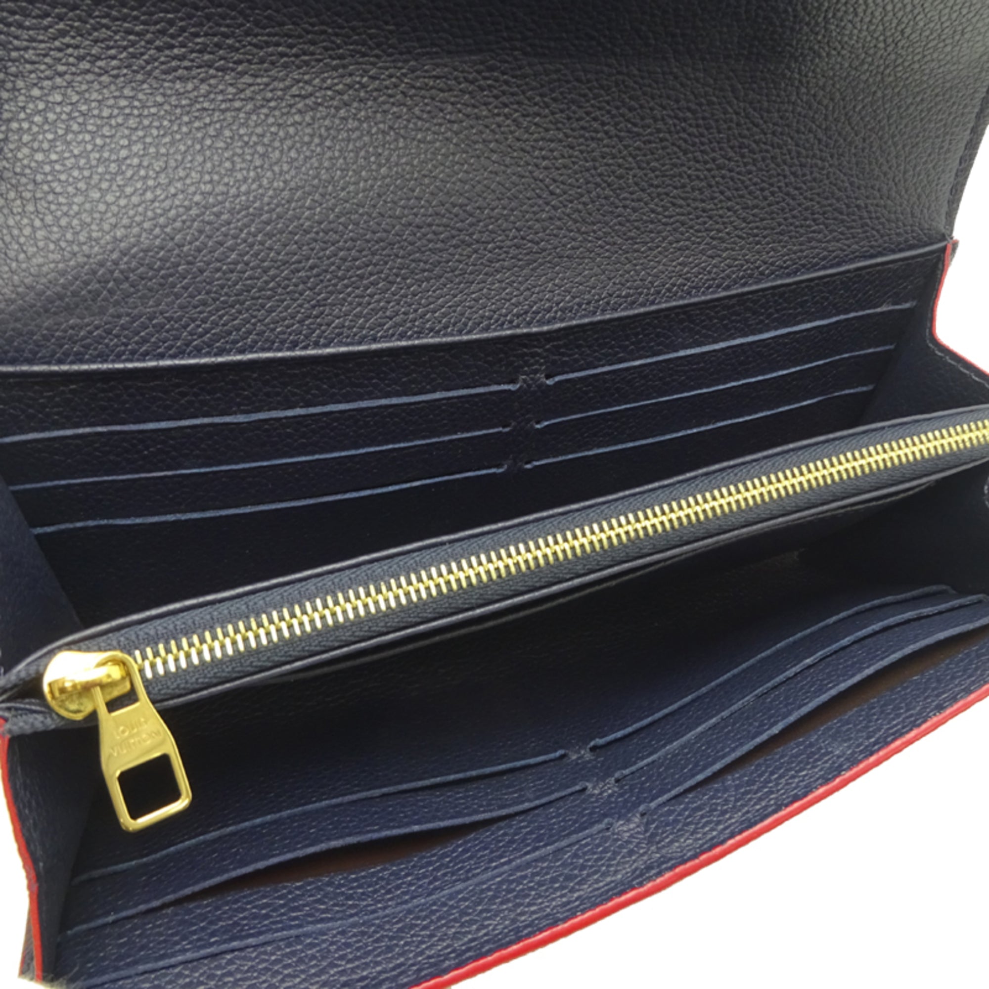 Louis Vuitton Marine Rouge Navy Red Color Monogram Empreinte Long Wallet (Bi-Fold) (Pre-Owned)