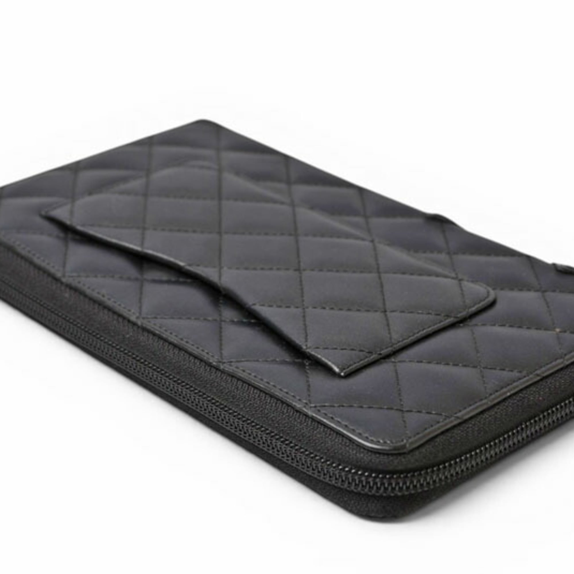 Chanel Black Leather Long Wallet (Bi-Fold) (Pre-Owned)