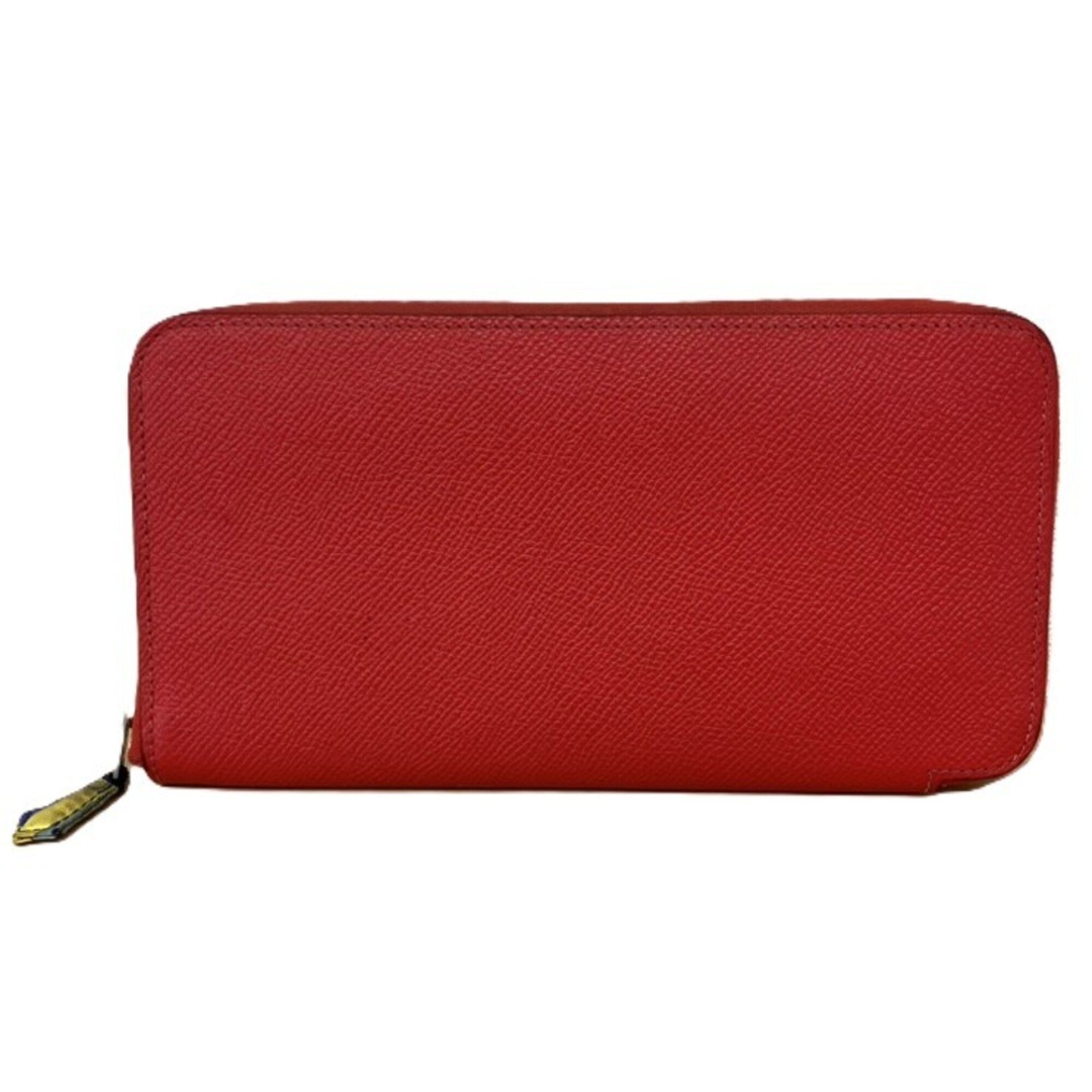 Hermes Red Color Leather Long Wallet (Bi-Fold) (Pre-Owned)