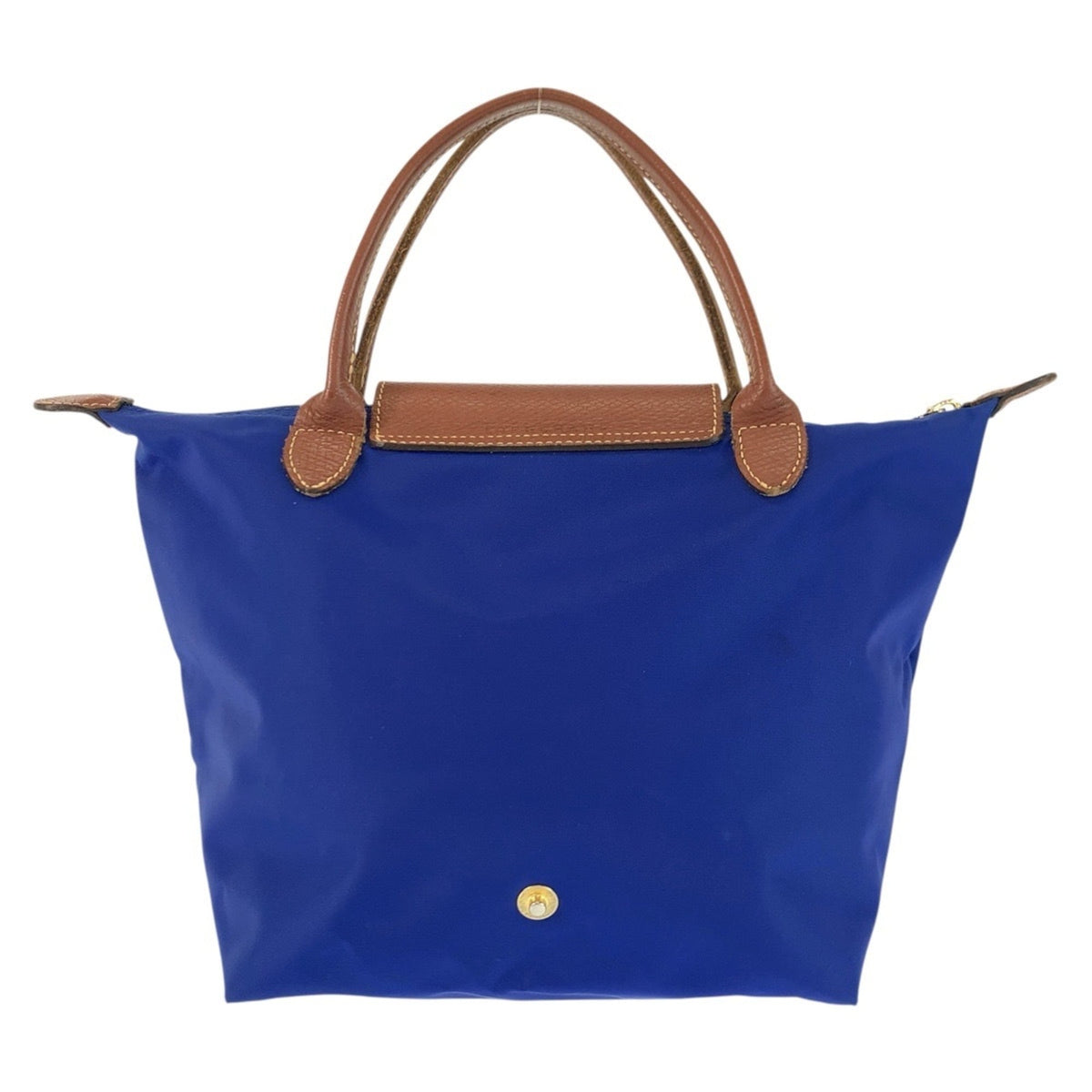 Longchamp Blue Brown Nylon Leather Handbag Tote Bag (Pre-Owned)