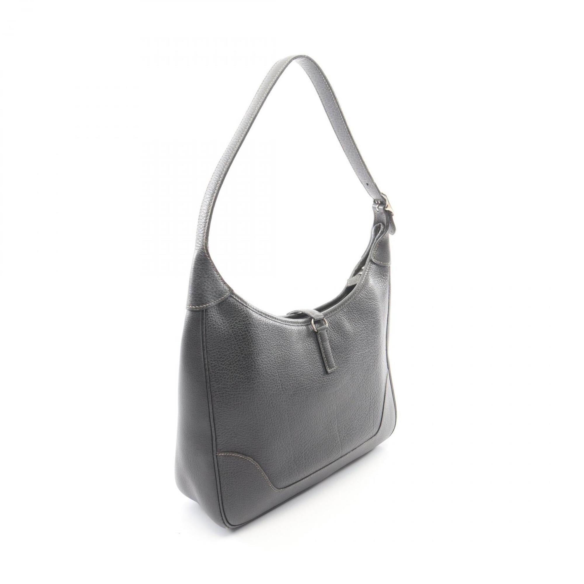 Hermes Gray Buffalo Leather Handbag Shoulder Bag (Pre-Owned)