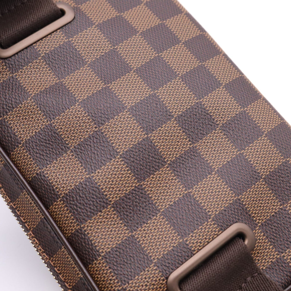 Louis Vuitton Beige Brown Coated Canvas Leather Sling Bag (Pre-Owned)