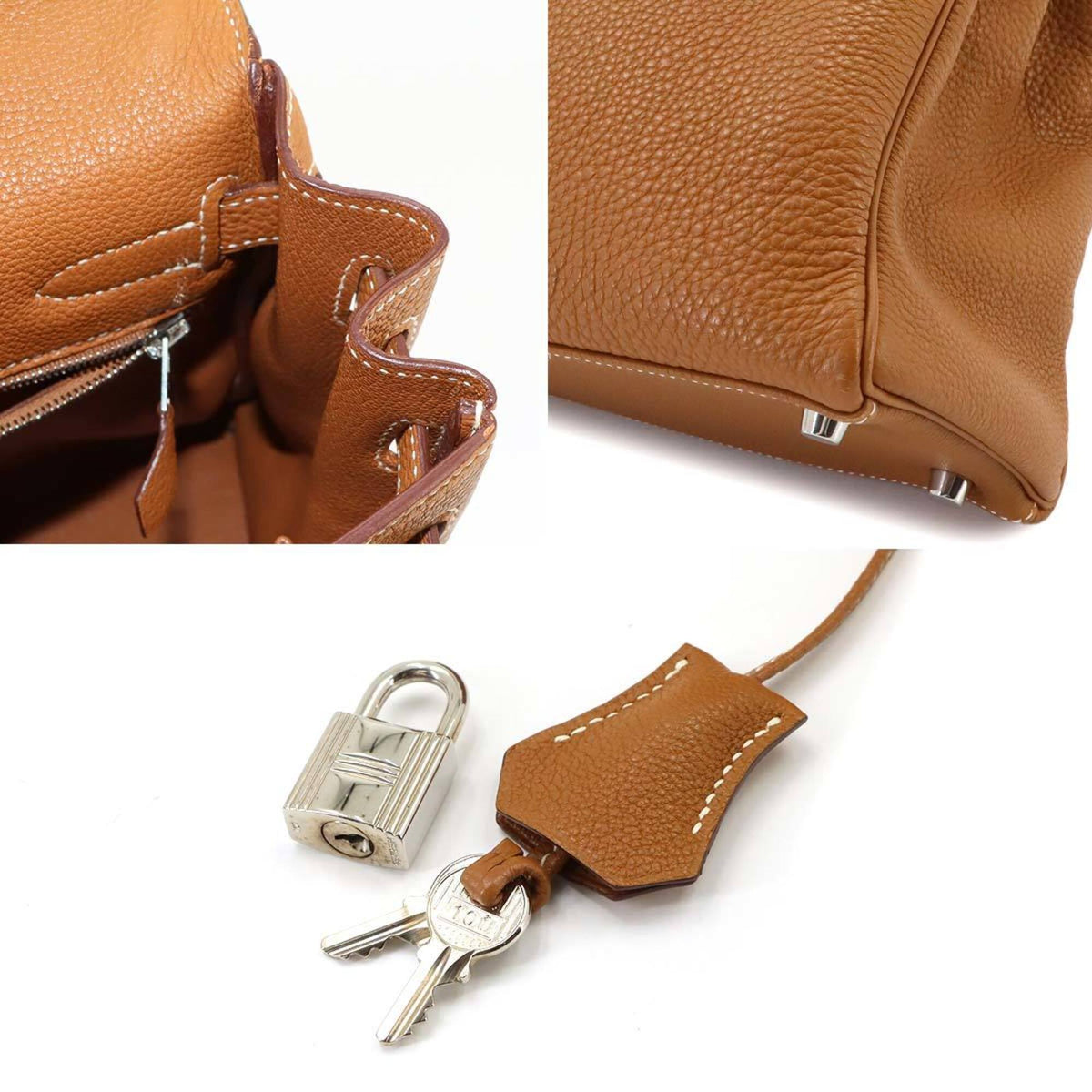 Hermes Gold Brown Togo Leather Handbag (Pre-Owned)