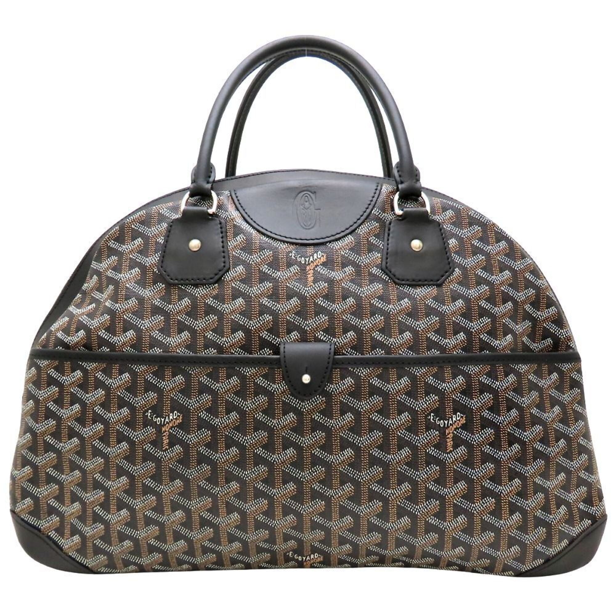Goyard Black Brown Coated Canvas Handbag (Pre-Owned)
