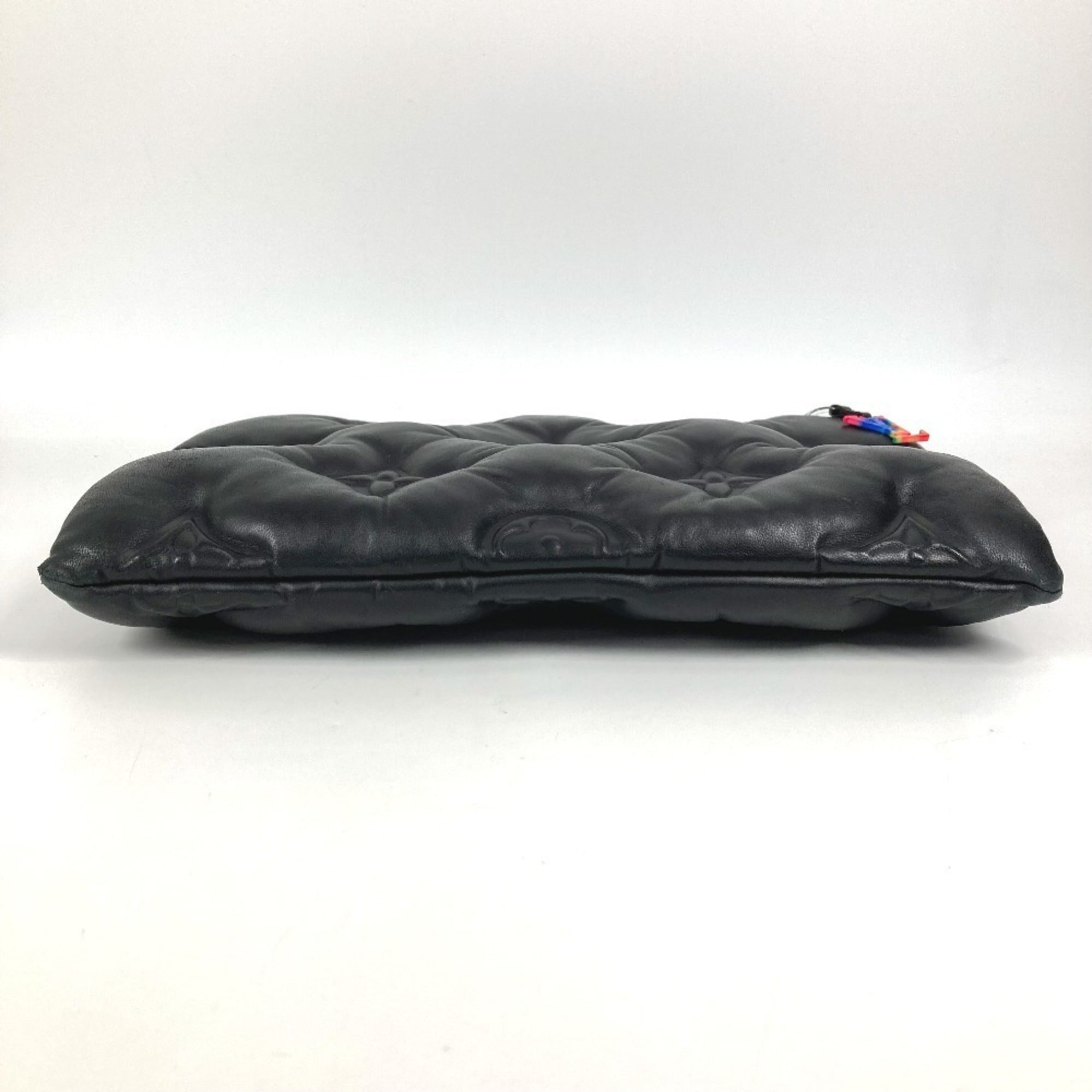 Louis Vuitton Black Noir Leather Clutch Bag Pochette Pouch (Pre-Owned)