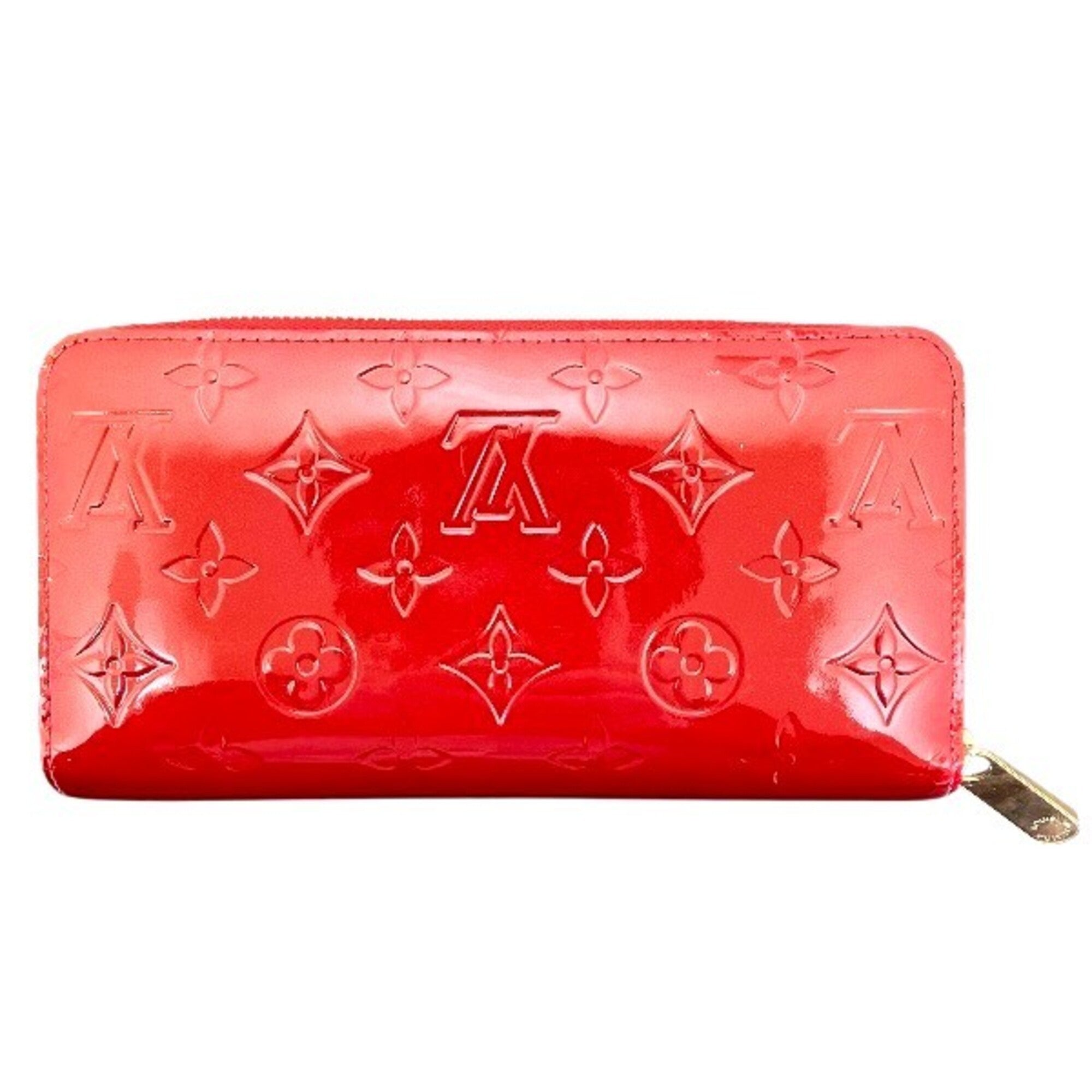 Louis Vuitton Monogram Vernis Pomme D'amour Red Color Leather Long Wallet (Bi-Fold) (Pre-Owned)