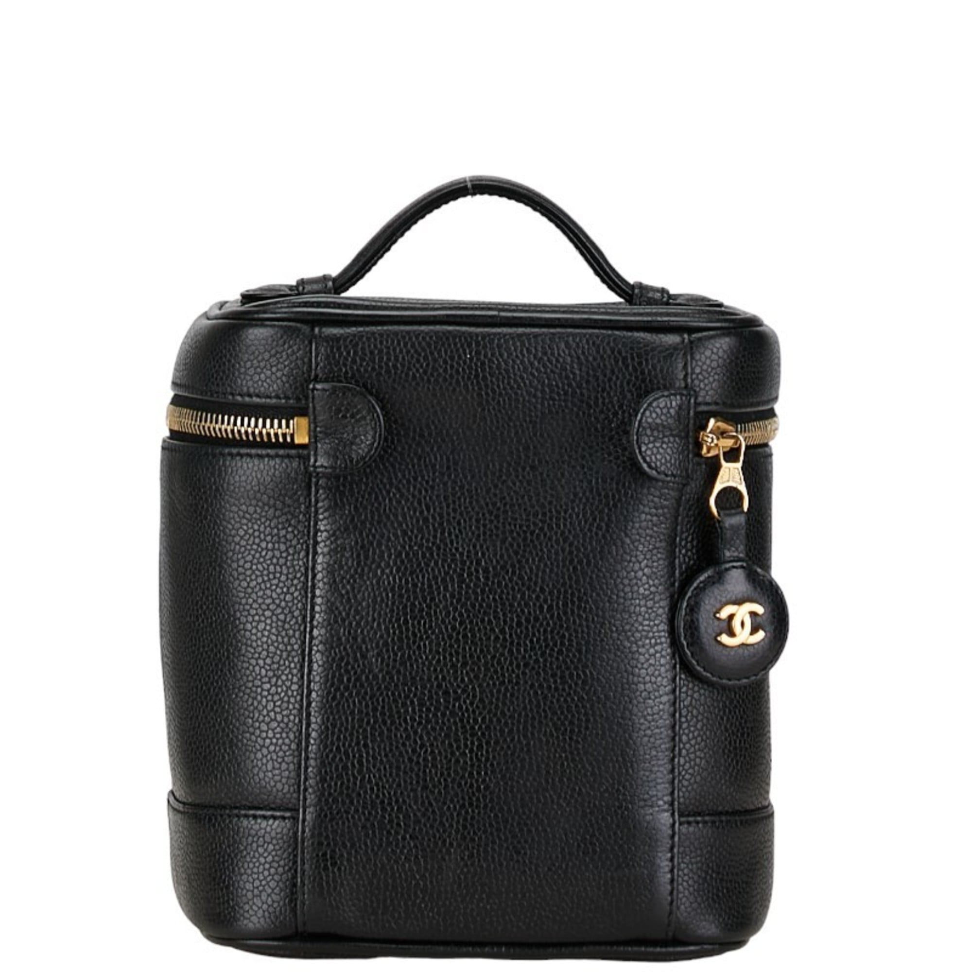 Chanel Caviar Skin Black Gold Caviar Leather Handbag Vanity Bag (Pre-Owned)