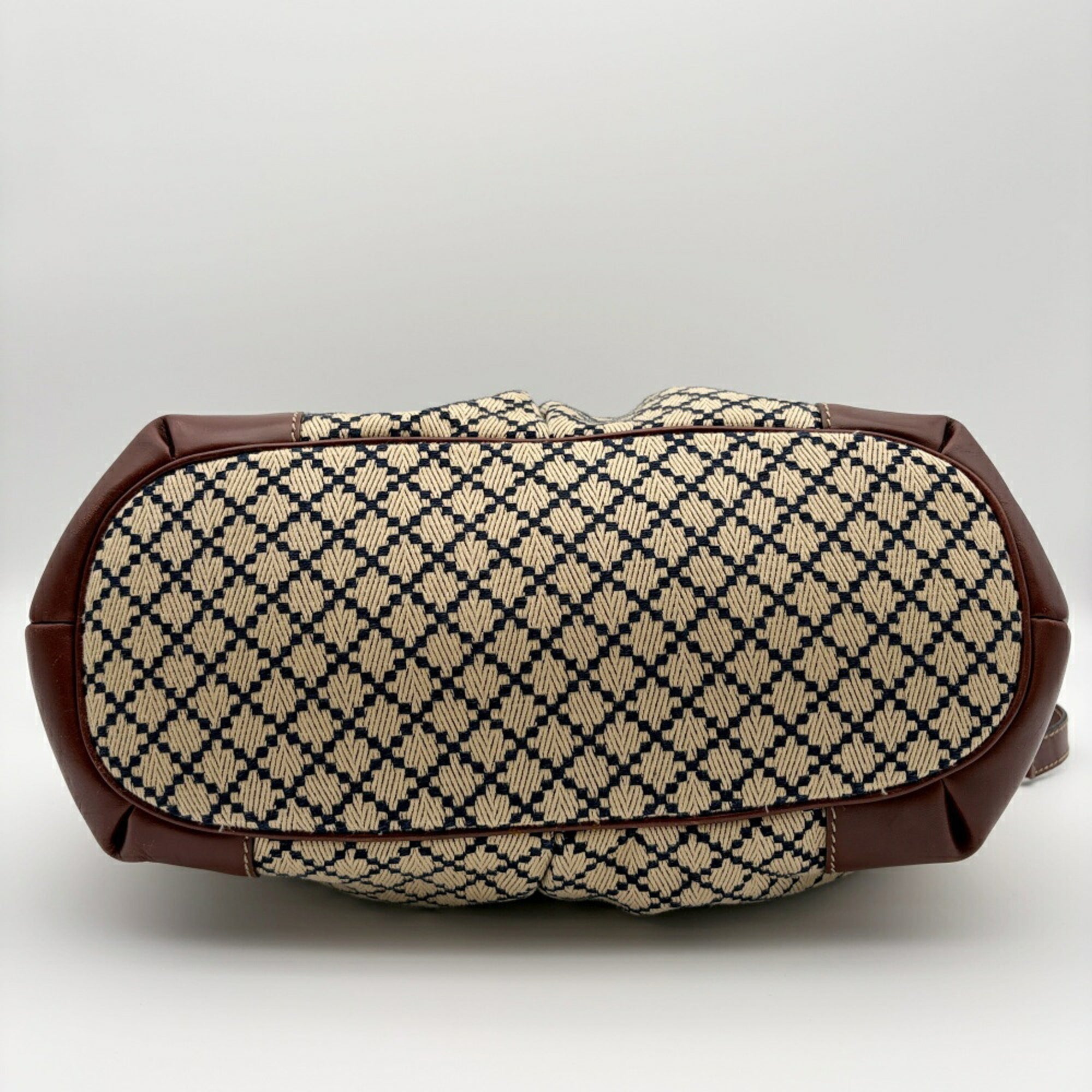 Gucci Beige Brown Canvas Leather Shoulder Bag (Pre-Owned)