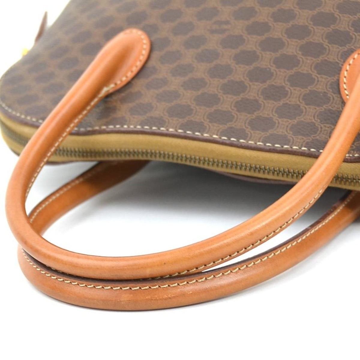 Celine Brown Coated Canvas Leather Handbag Shoulder Bag (Pre-Owned)