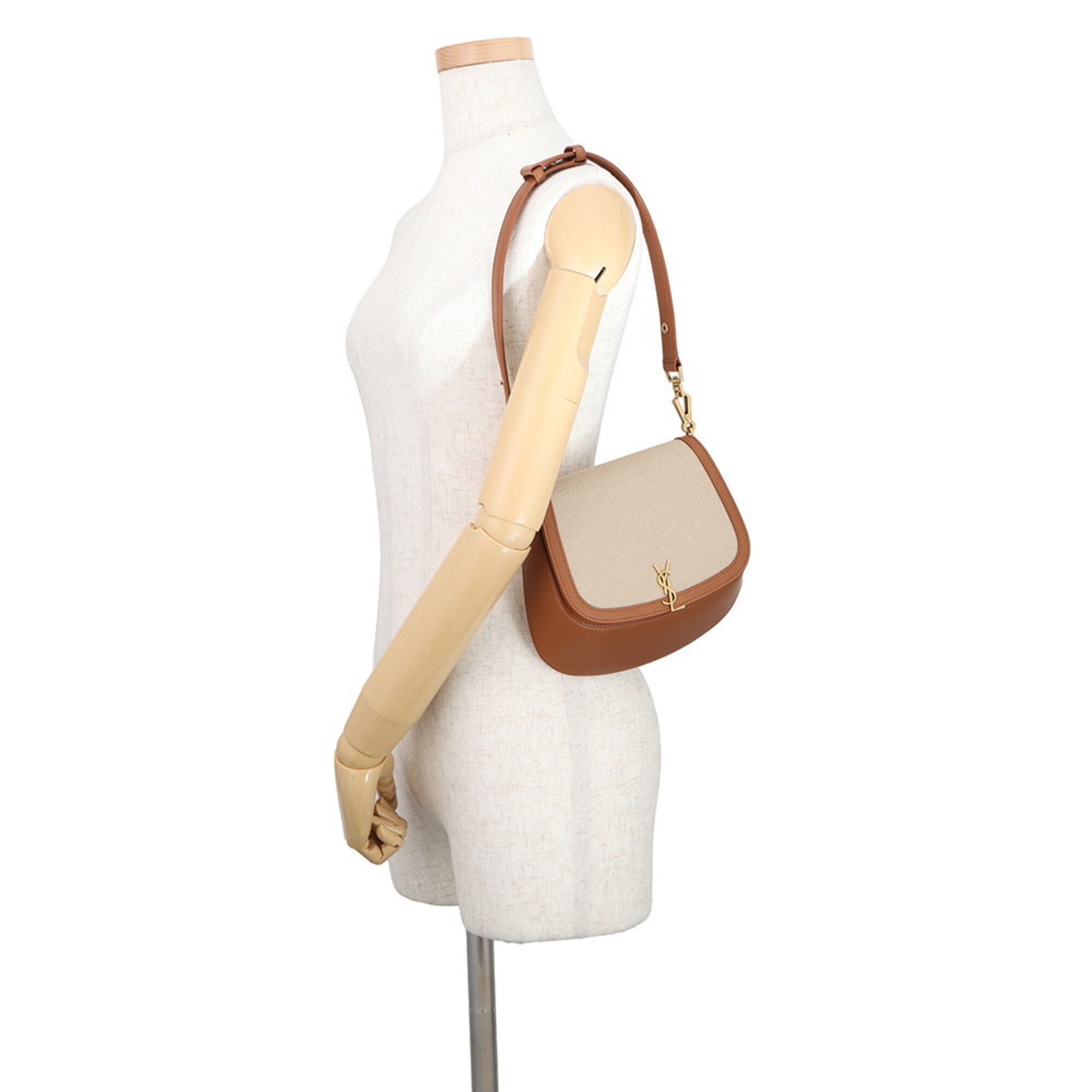 Yves Saint Laurent Beige Brown Canvas Handbag (Pre-Owned)
