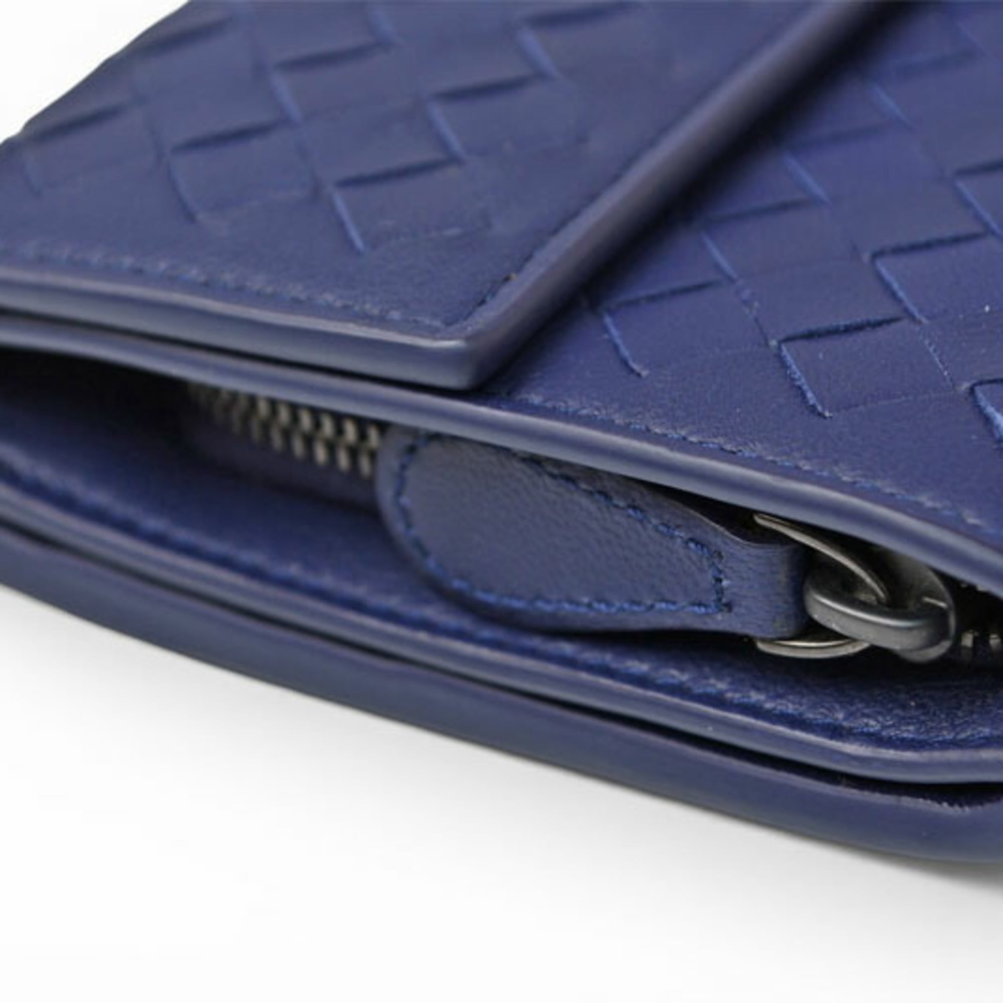 Bottega Veneta Dark Purple Leather Long Wallet (Bi-Fold) (Pre-Owned)