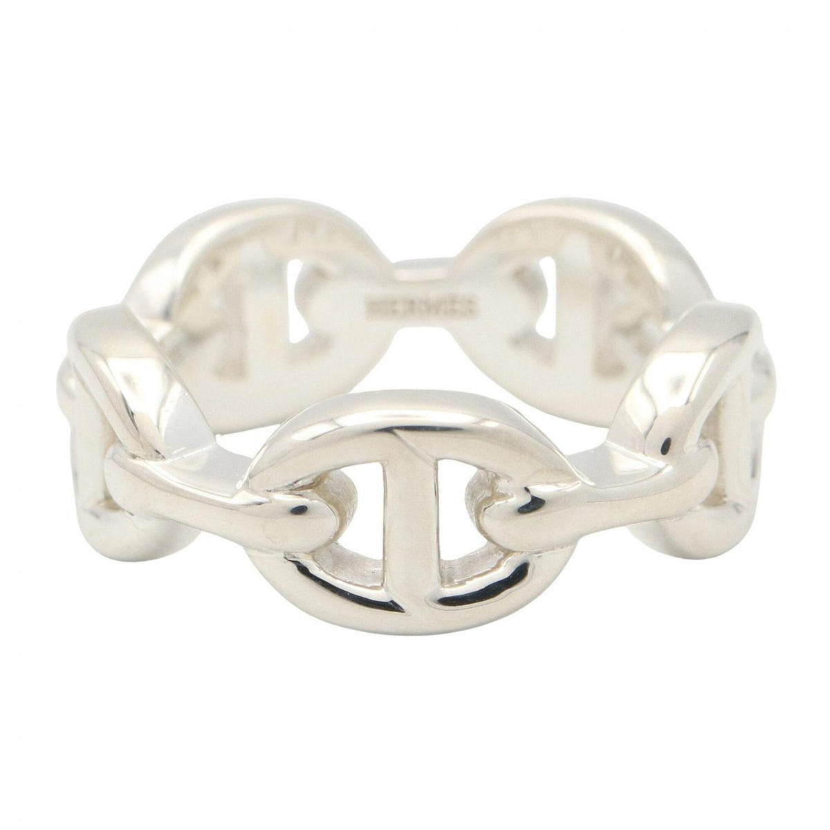 Hermes Silver Silver 925 Band Ring (Pre-Owned)