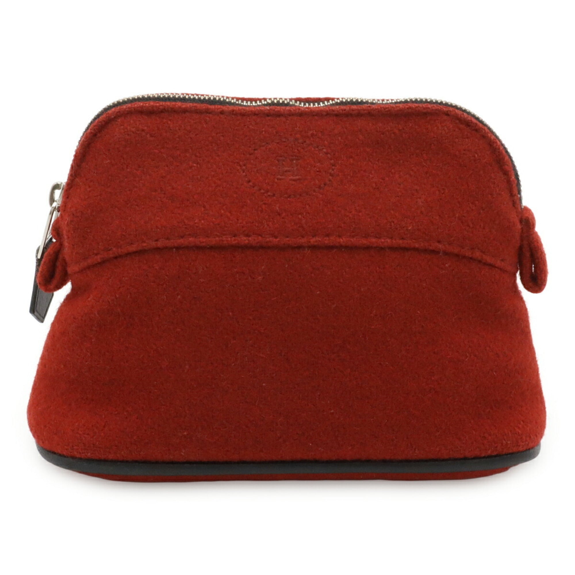Hermes Black Red Color Felt Handbag Pouch (Pre-Owned)