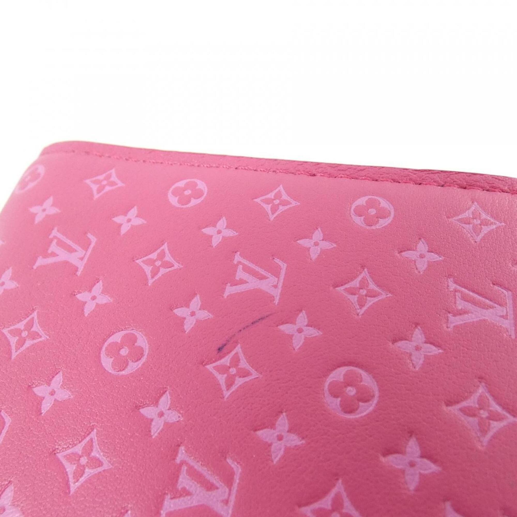 Louis Vuitton Rose Leather Wallet (Tri-Fold) (Pre-Owned)