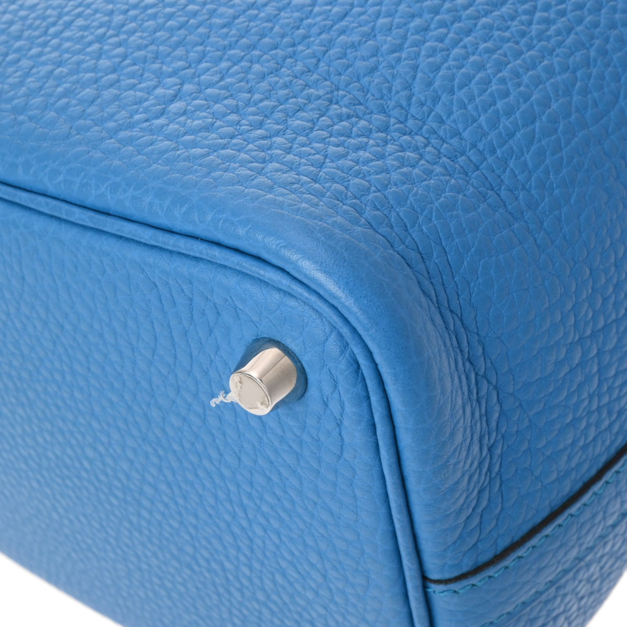 Hermes Blue Taurillon Clemence Leather Handbag (Pre-Owned)