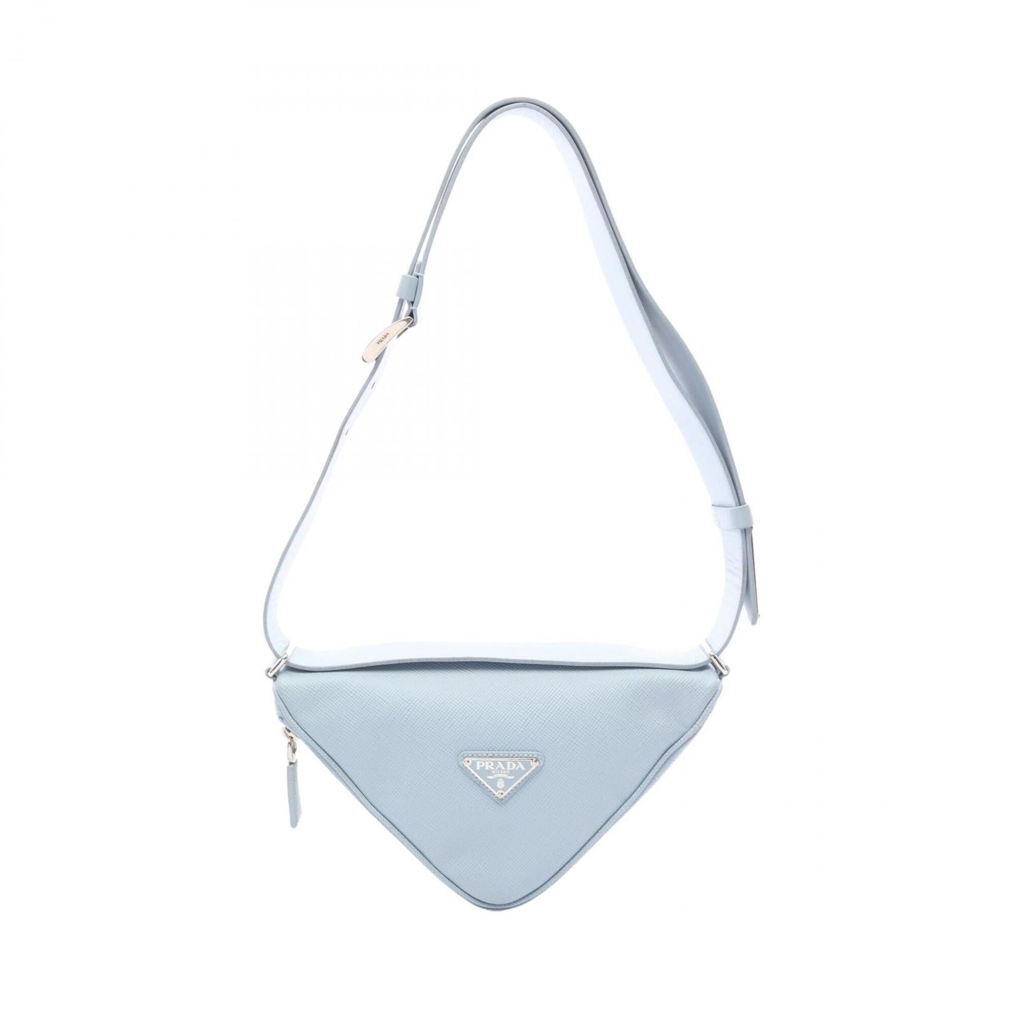 Prada Blue Leather Handbag Shoulder Bag (Pre-Owned)