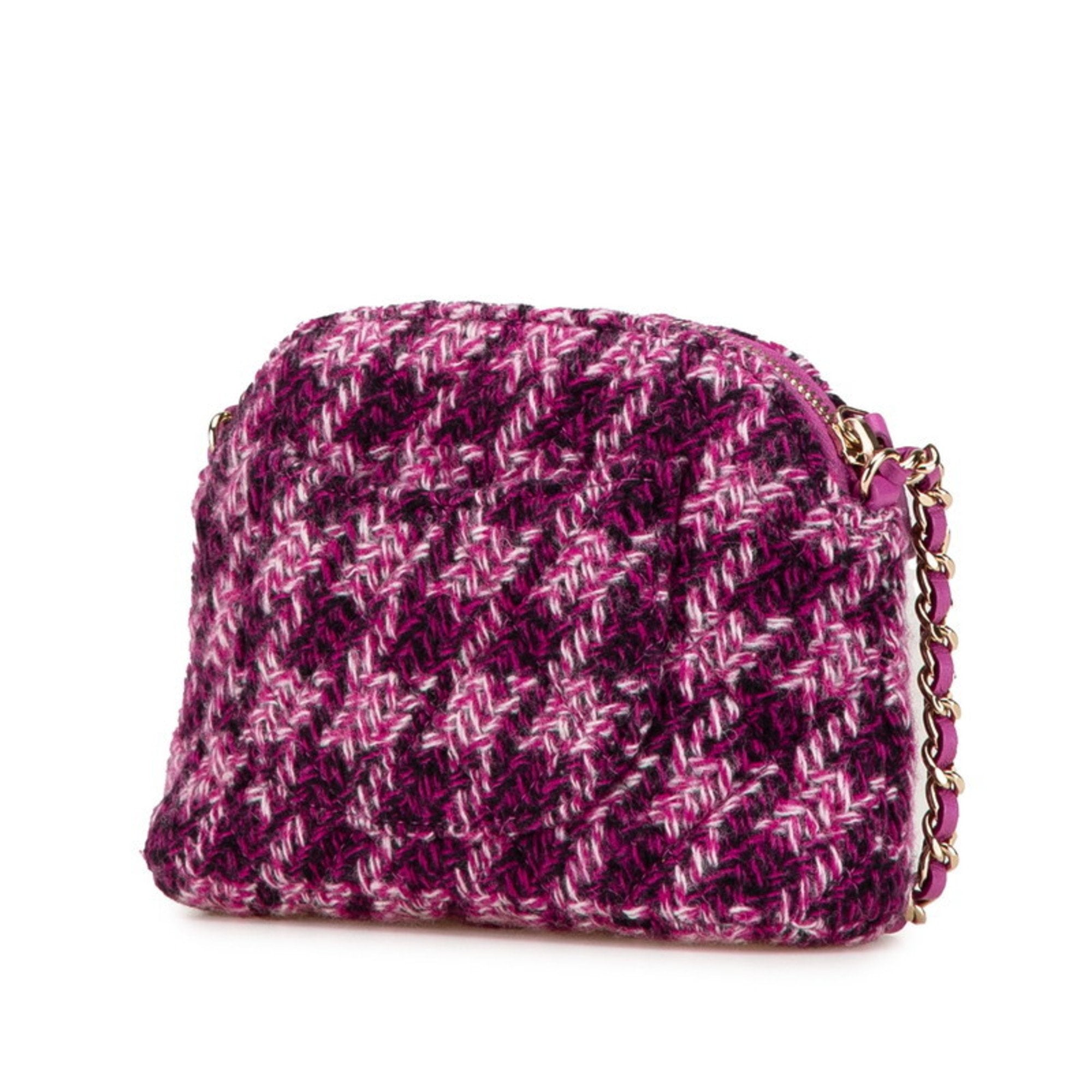 Chanel Multi-Color Purple Tweed Shoulder Bag (Pre-Owned)