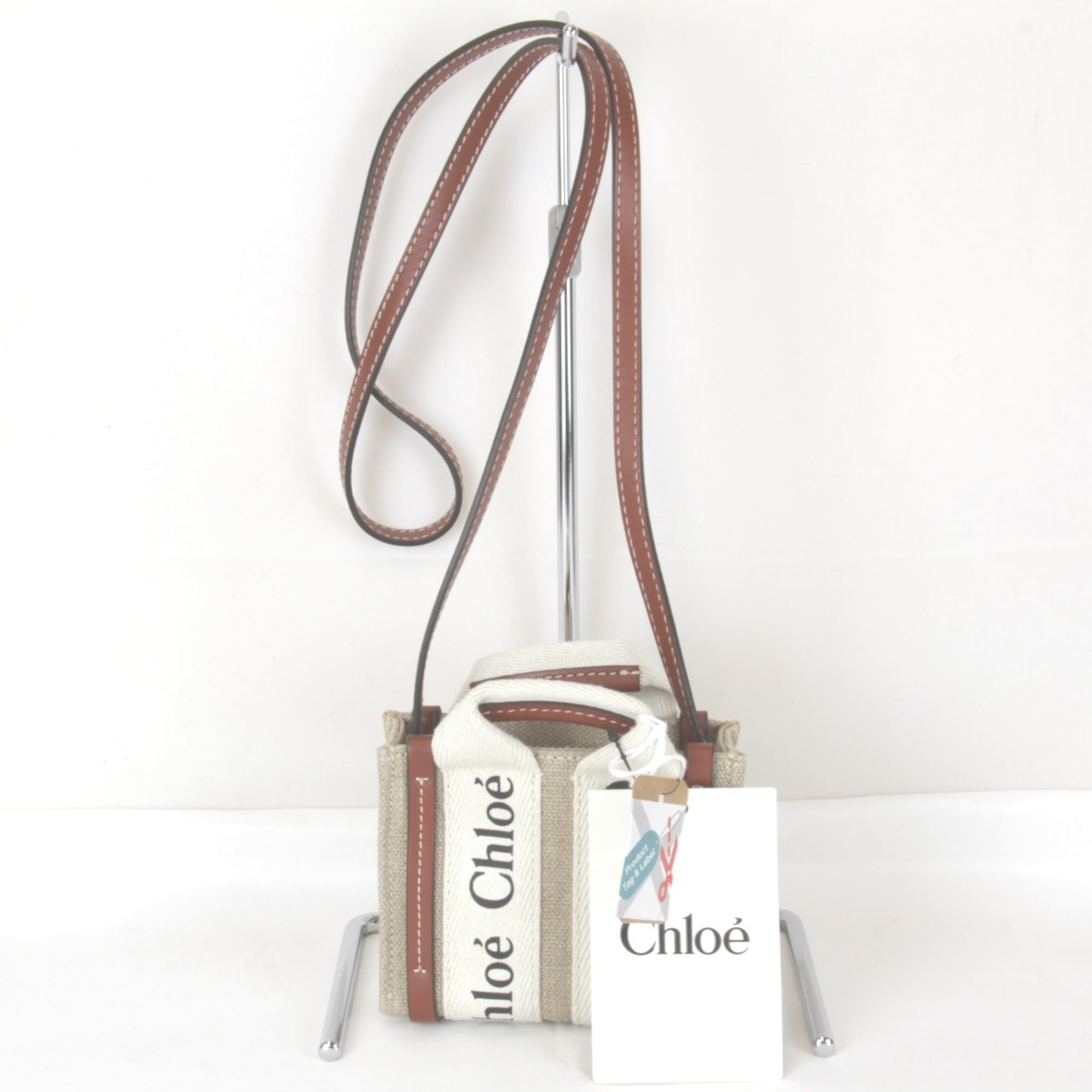 Chloé Beige Linen Cotton Leather Tote Bag (Pre-Owned)