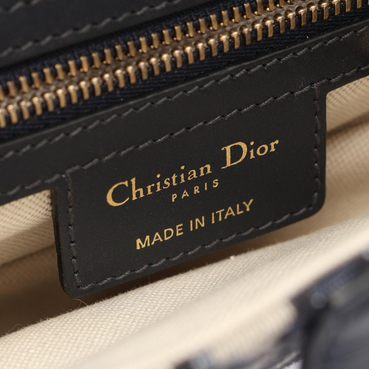 Christian Dior Ivory Navy Canvas Saddle Bag (Pre-Owned)