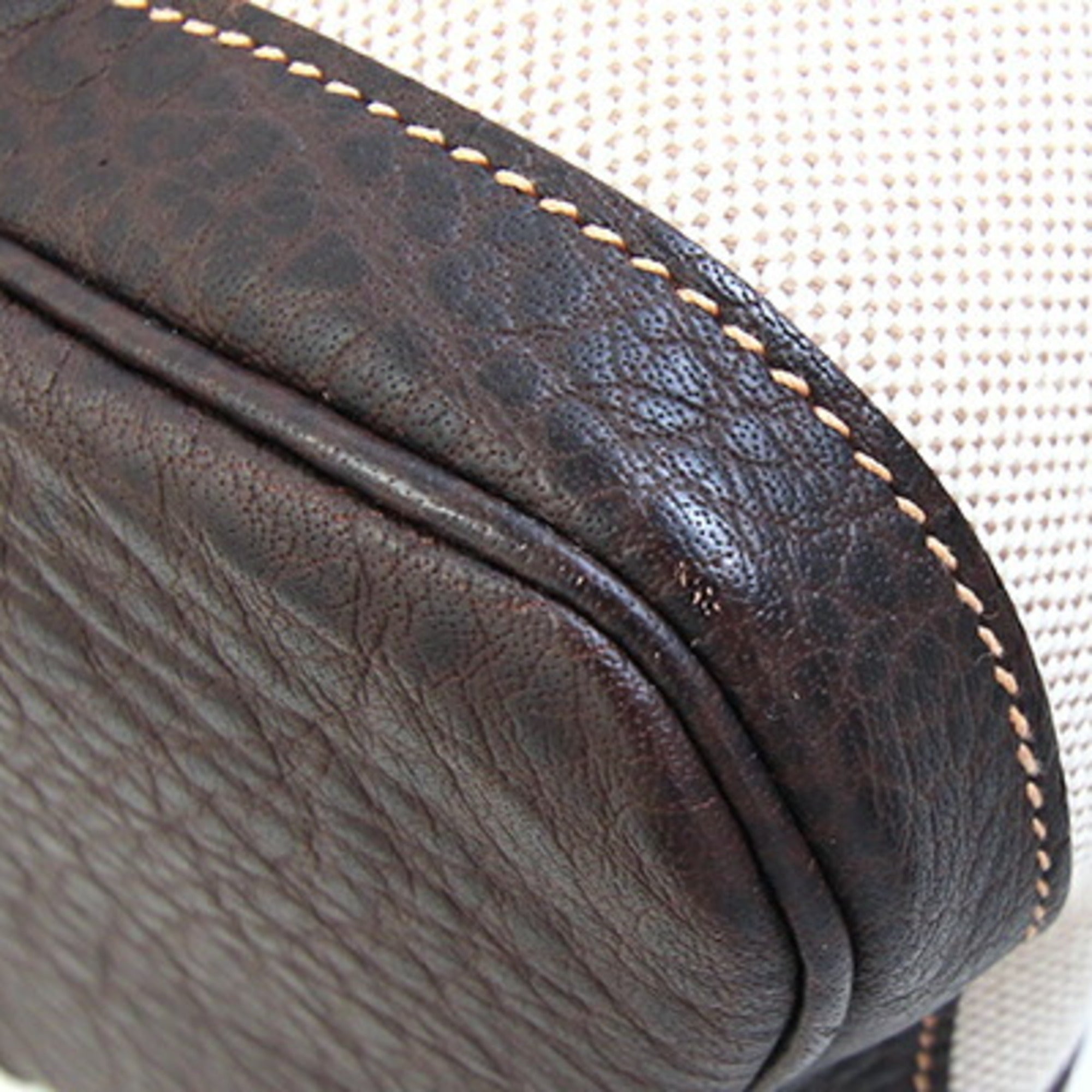 Hermes Garden Marron Toile H Leather Handbag Tote Bag (Pre-Owned)