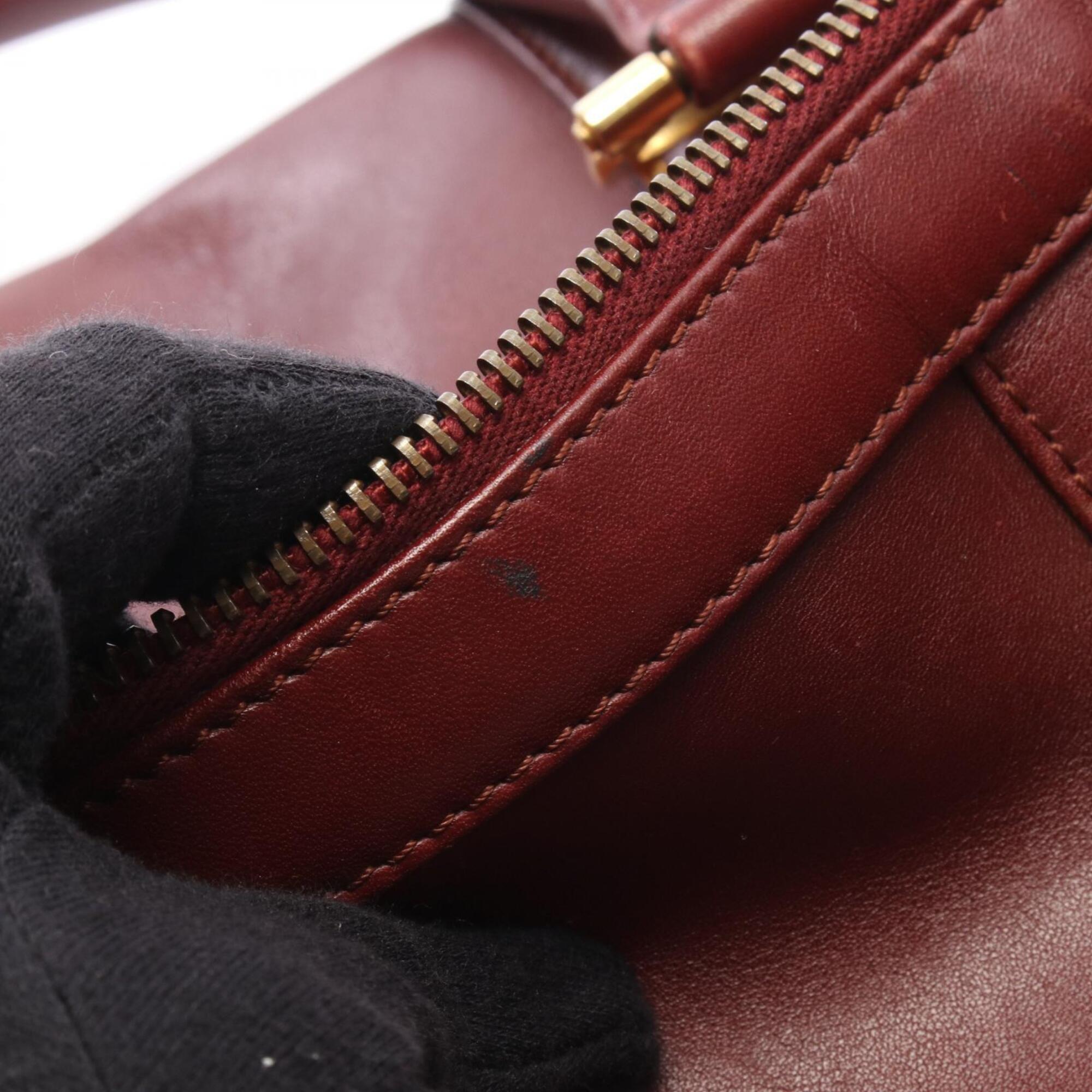 Cartier Bordeaux Leather Boston Bag Handbag (Pre-Owned)