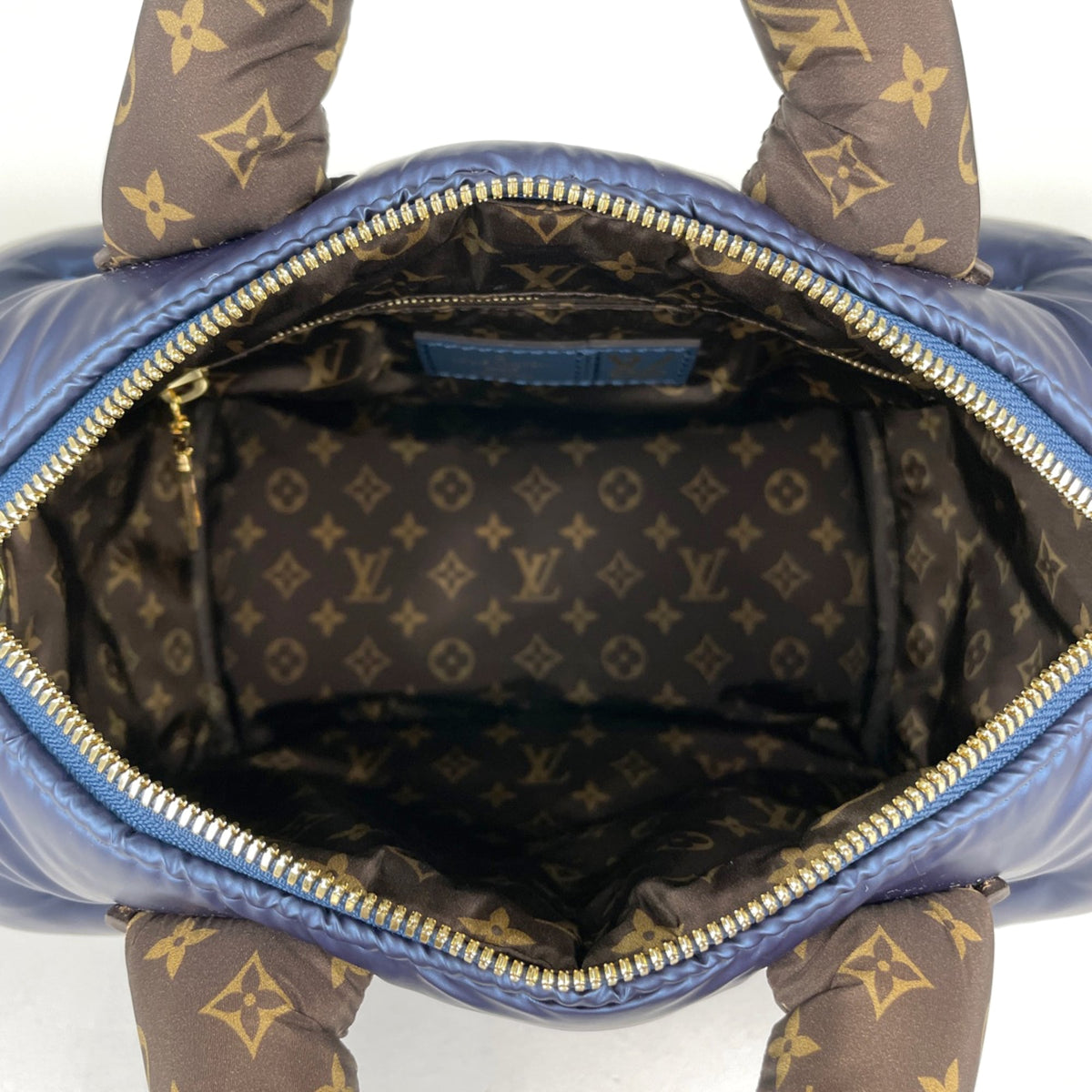 Louis Vuitton Metallic Blue Nylon Monogram Handbag Shoulder Bag (Pre-Owned)