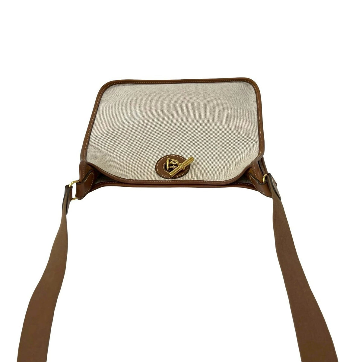 Hermes Beige Brown Toile H Buffalo Leather Shoulder Bag (Pre-Owned)