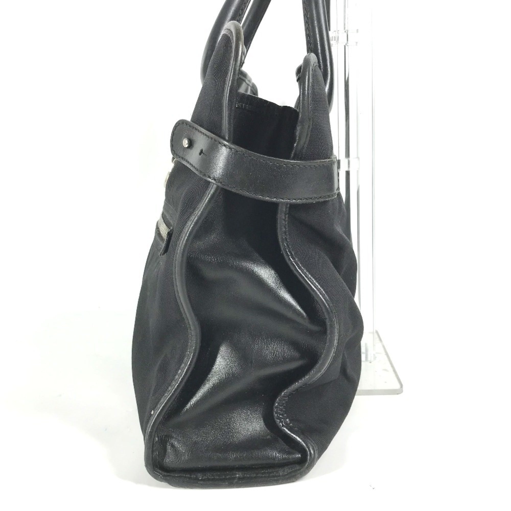 Gucci Black Nylon Leather Handbag Tote Bag (Pre-Owned)