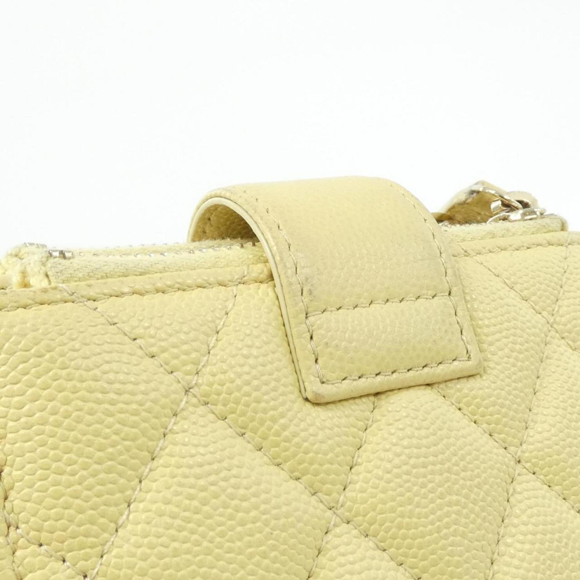 Chanel Yellow Grained Calfskin Coin Purse/Coin Case (Pre-Owned)