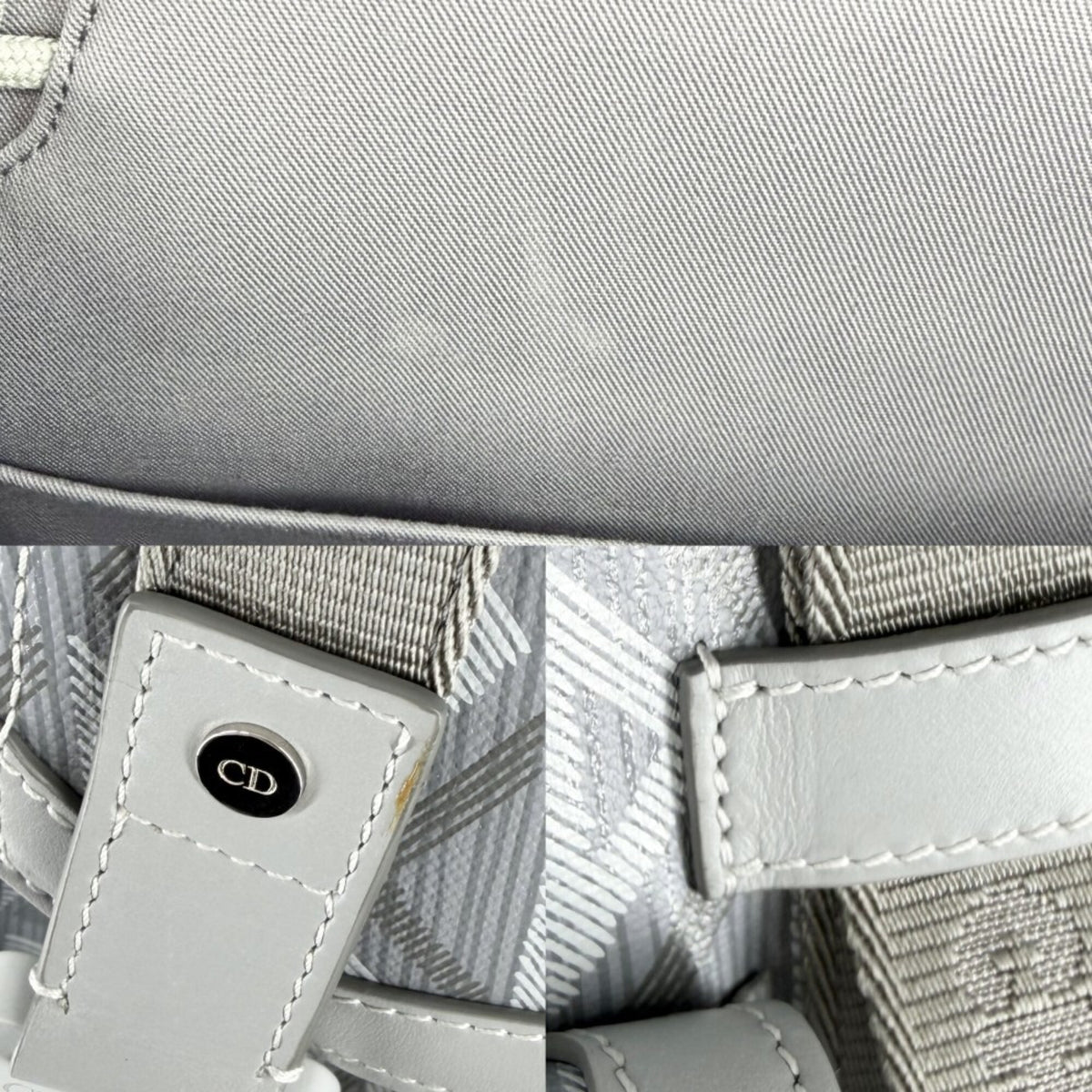 Christian Dior Gray Coated Canvas Leather Backpack (Pre-Owned)