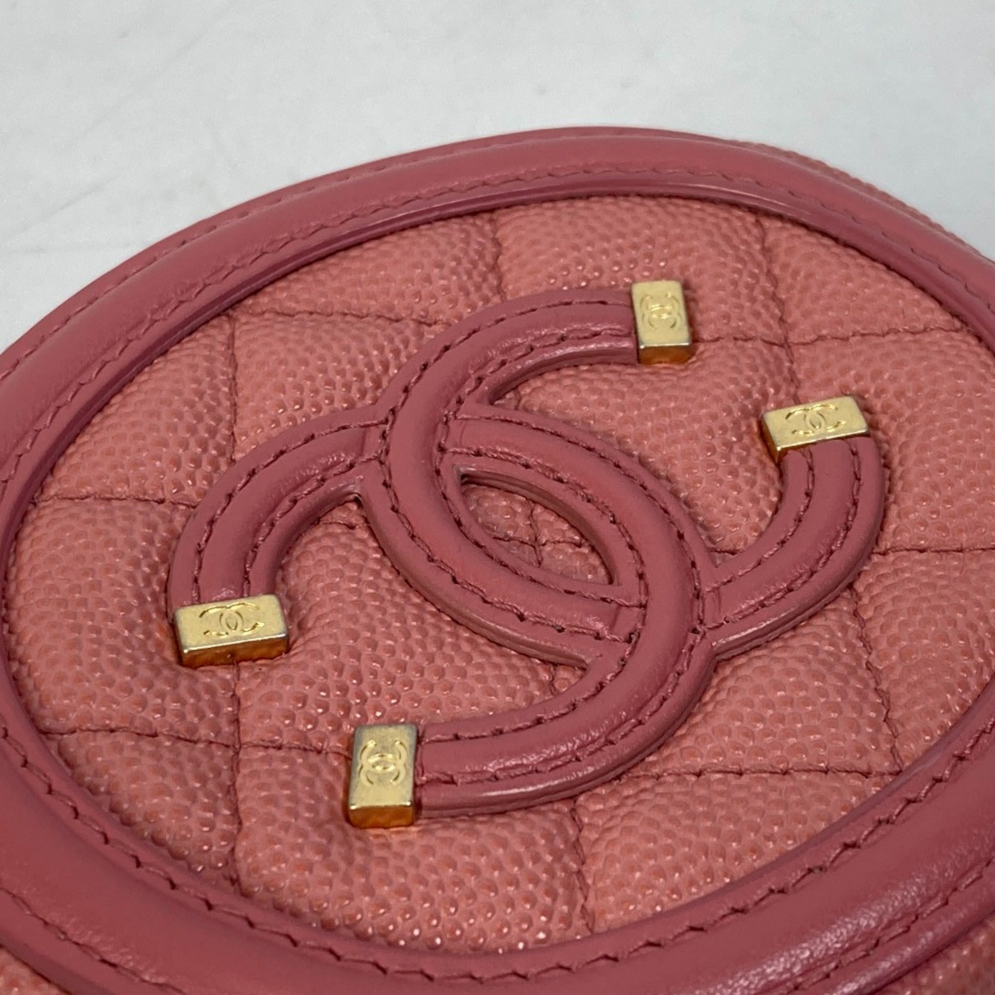 Chanel Pink Leather Coin Purse/Coin Case (Pre-Owned)
