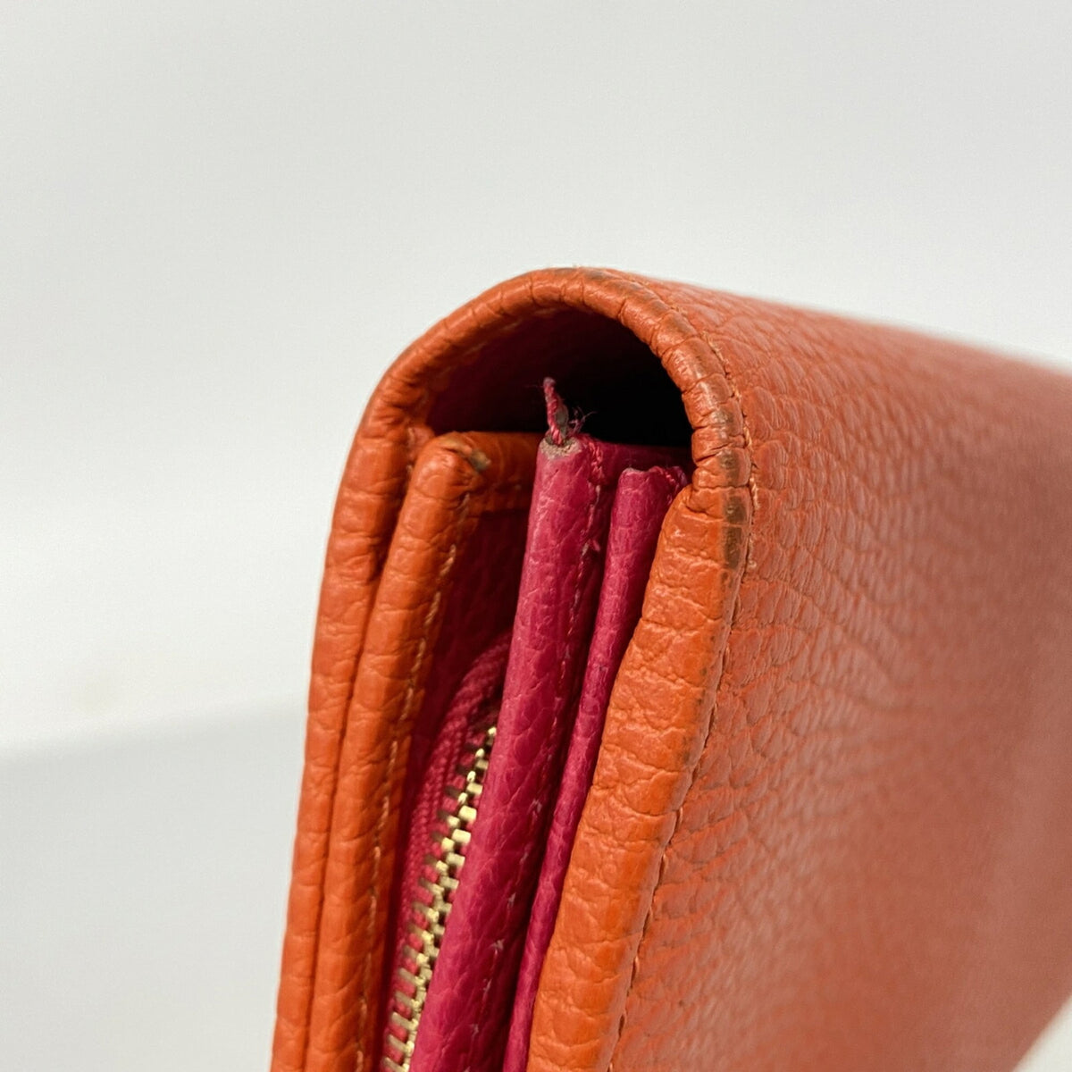 Gucci Orange Leather Long Wallet (Bi-Fold) (Pre-Owned)