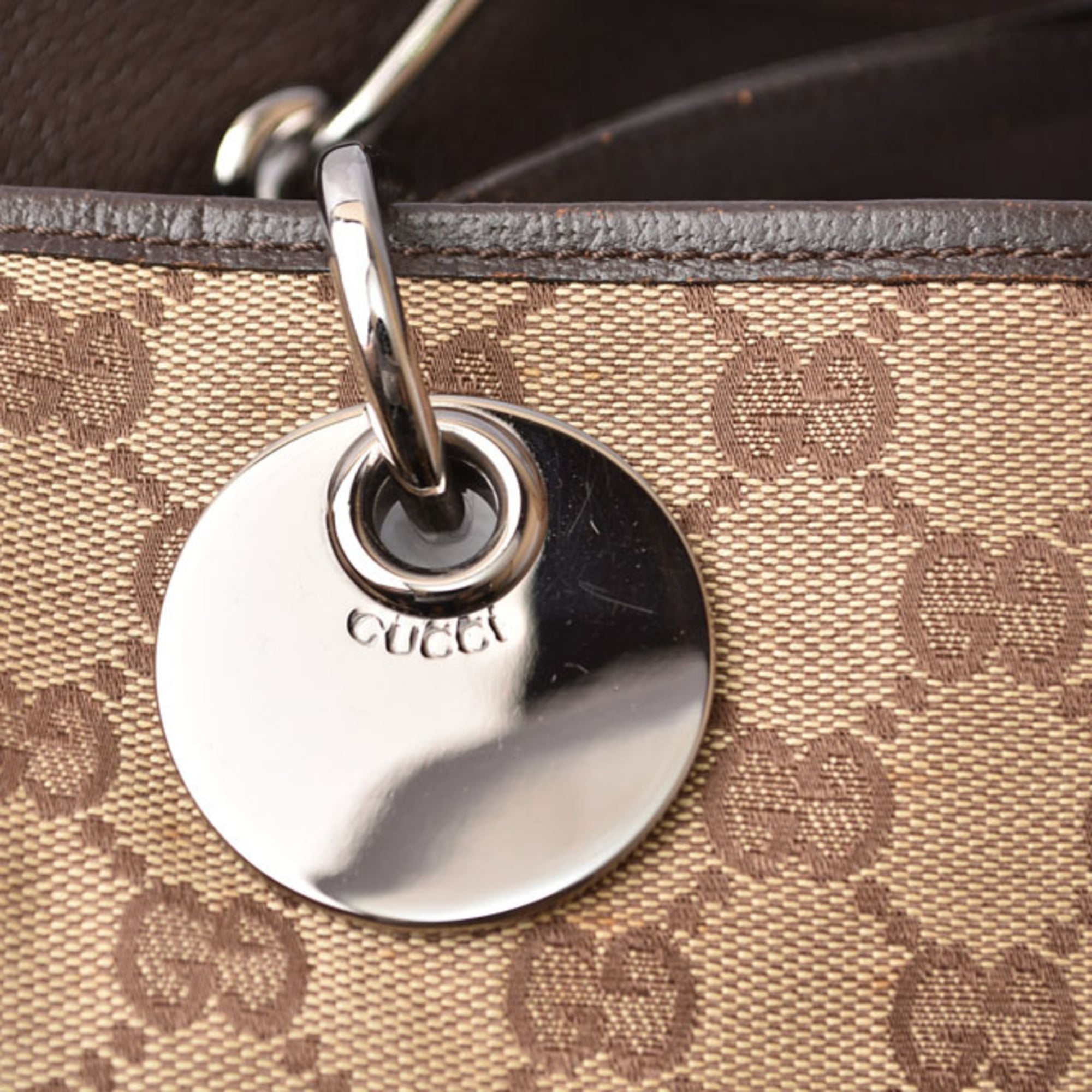 Gucci Beige Beige Brown Brown Gg Canvas Tote Bag (Pre-Owned)