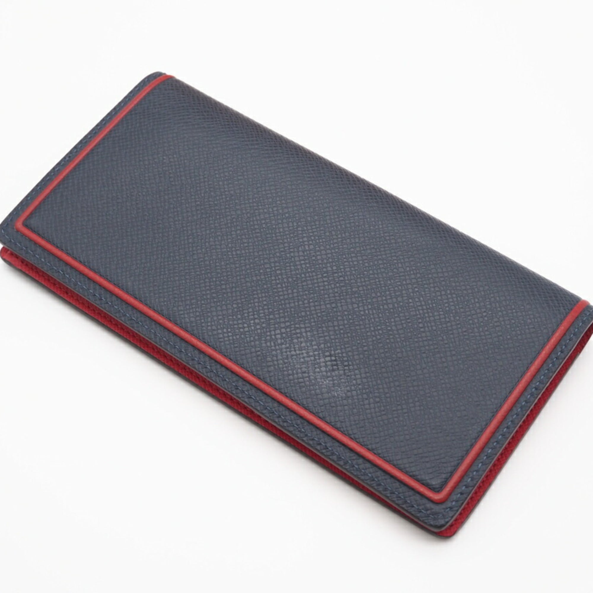 Louis Vuitton Taiga Blue Red Color Leather Long Wallet (Bi-Fold) (Pre-Owned)