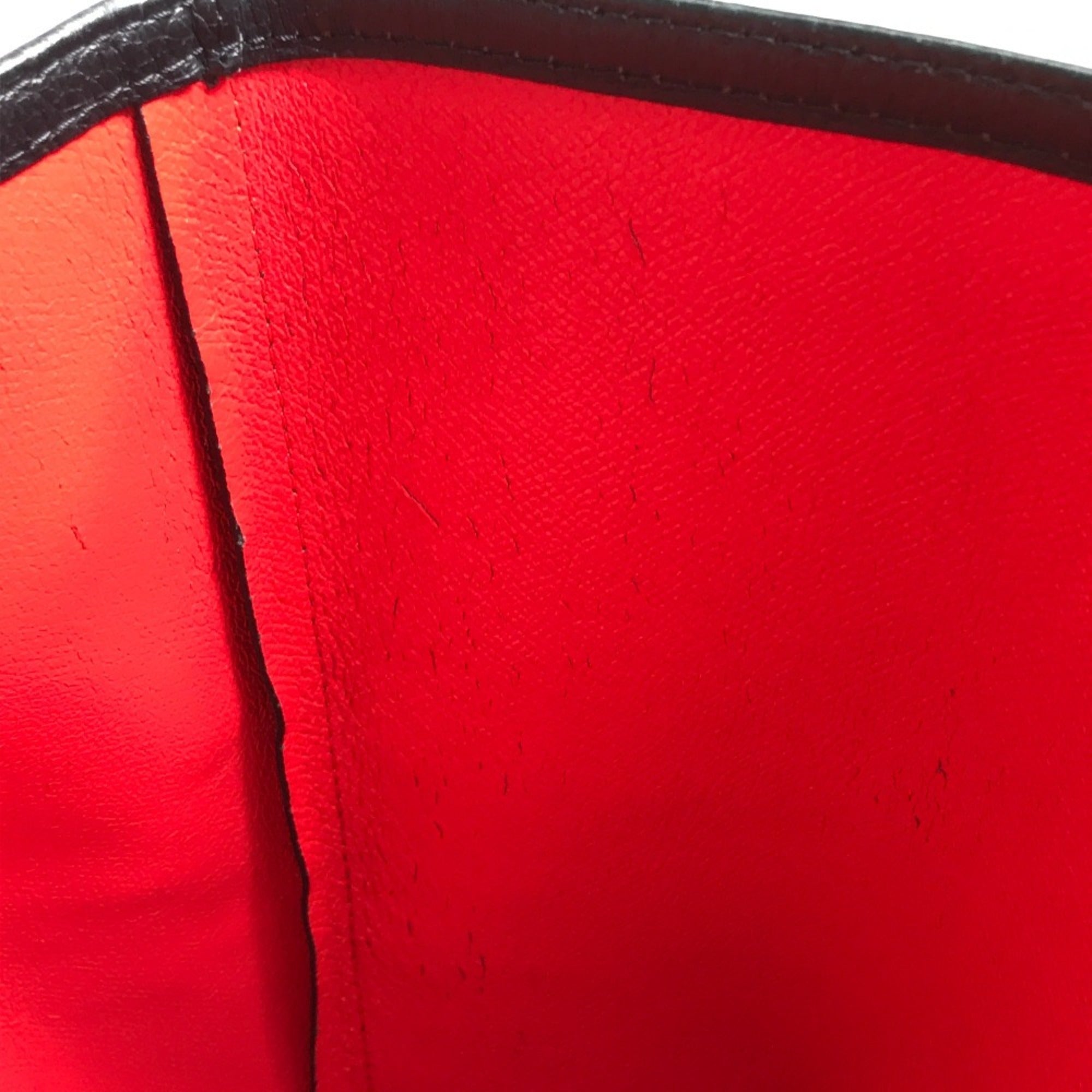 Christian Louboutin Black Red Color Leather Shoulder Bag Tote Bag (Pre-Owned)