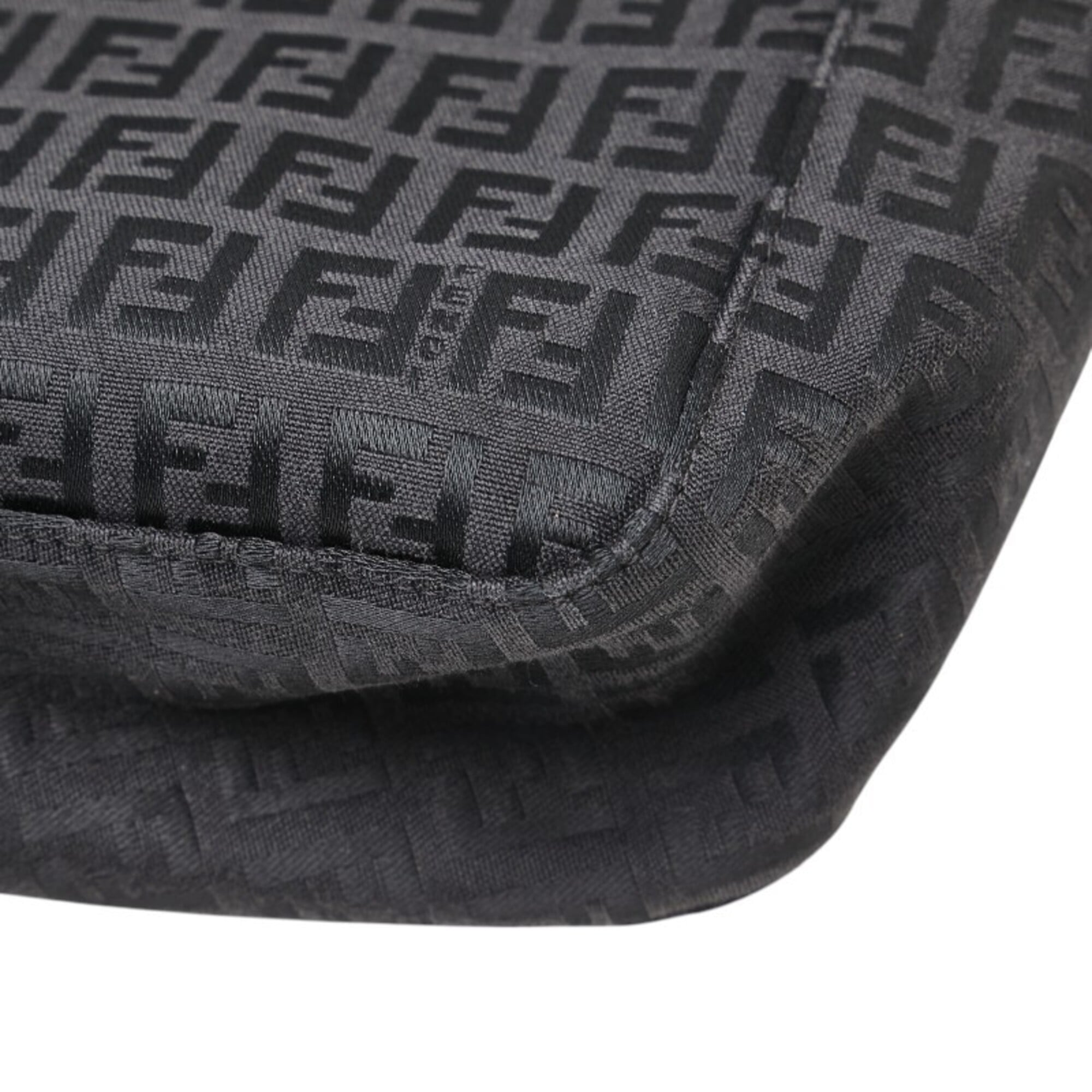 Fendi Zucchino Black Canvas Leather Handbag Pouch (Pre-Owned)