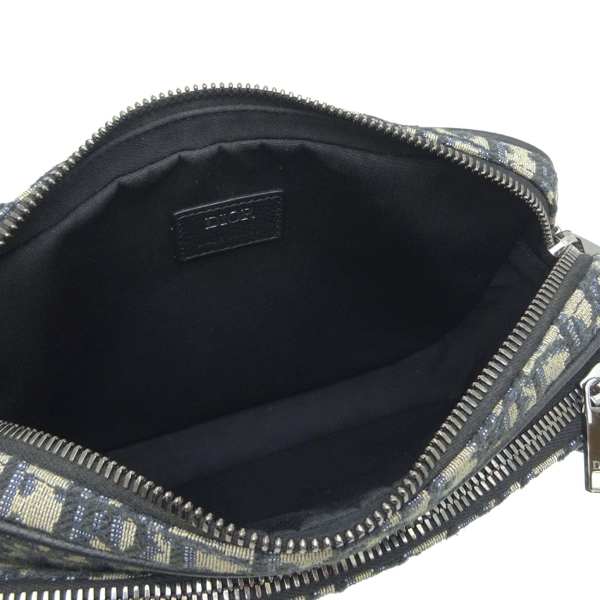 Christian Dior Navy Jacquard Pouch Shoulder Bag (Pre-Owned)