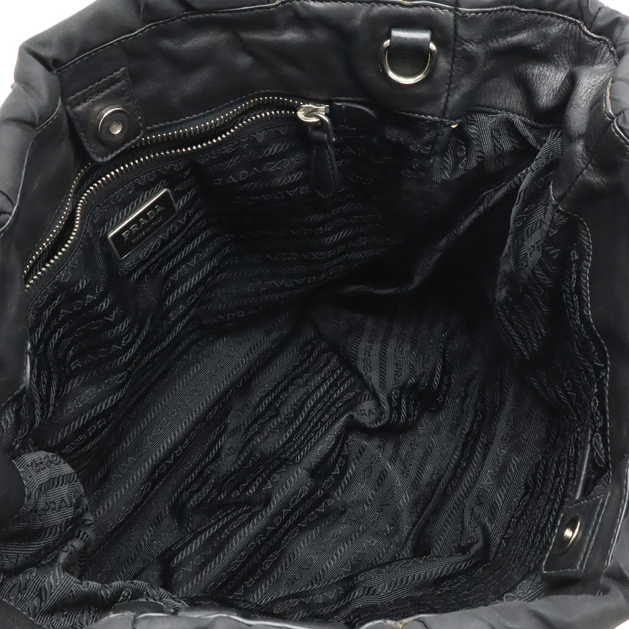 Prada Black Nero Nylon Leather Shoulder Bag Tote Bag (Pre-Owned)