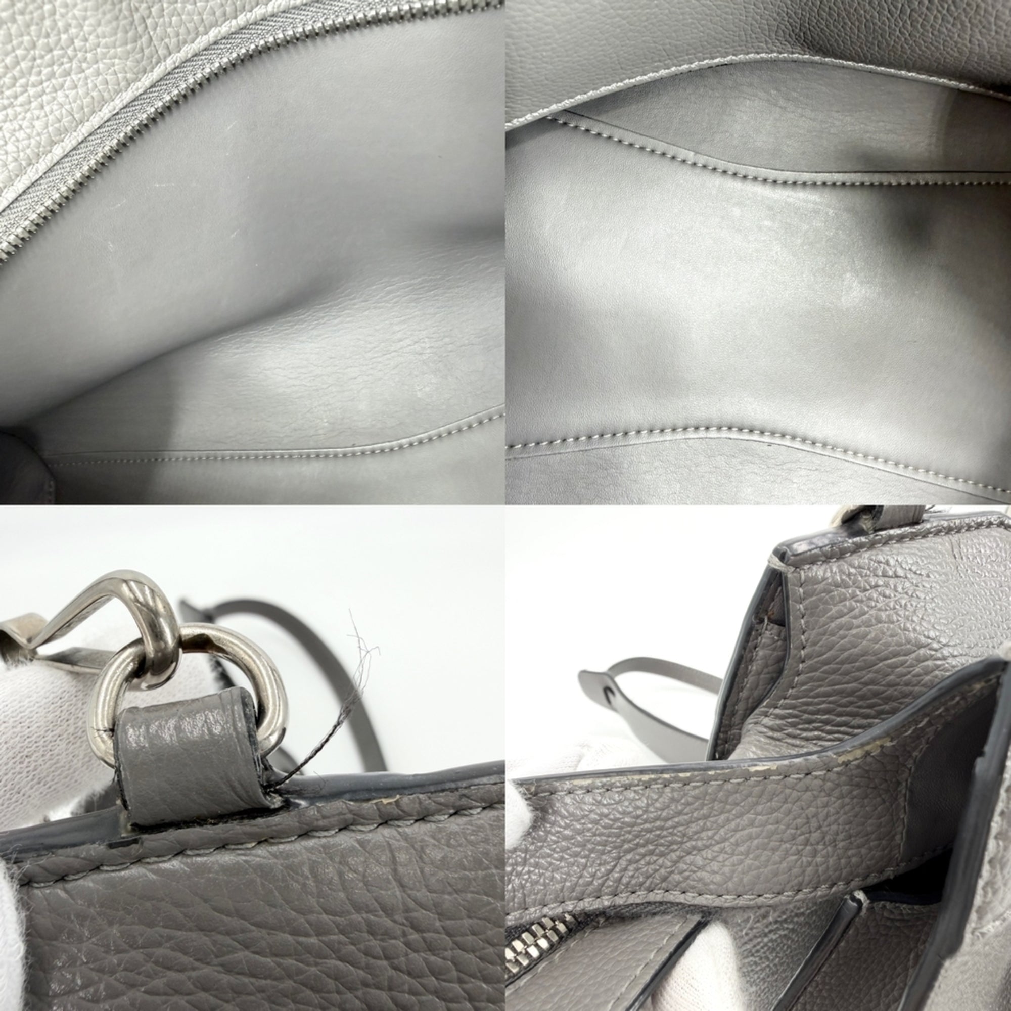 Balenciaga Gray White Leather Handbag Shoulder Bag (Pre-Owned)