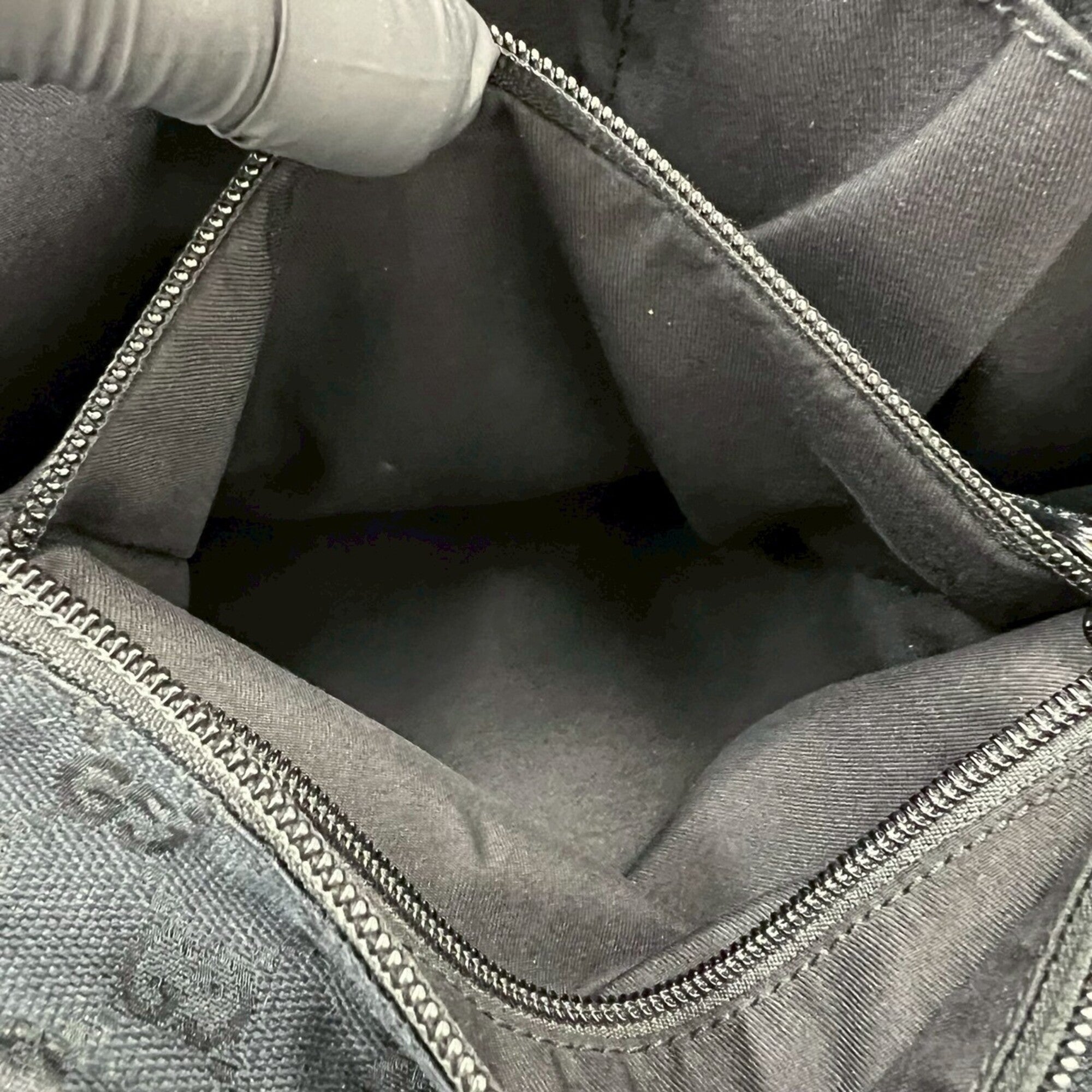 Gucci Black Green Red Color Canvas Leather Handbag Tote Bag (Pre-Owned)