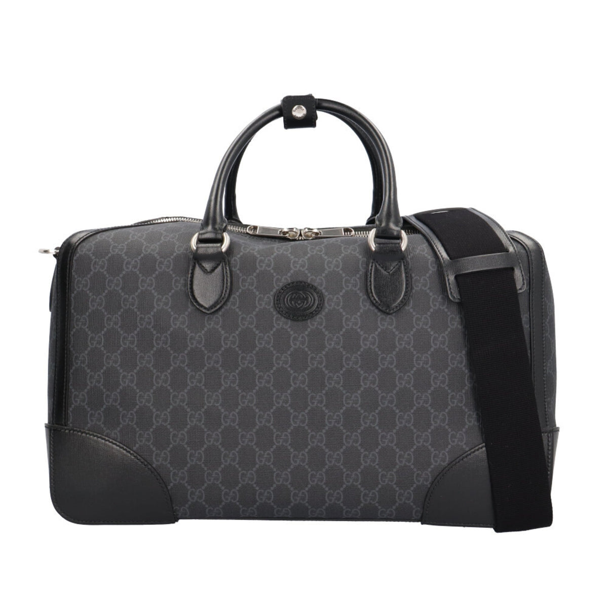 Gucci Black Gray Gg Supreme Boston Bag (Pre-Owned)