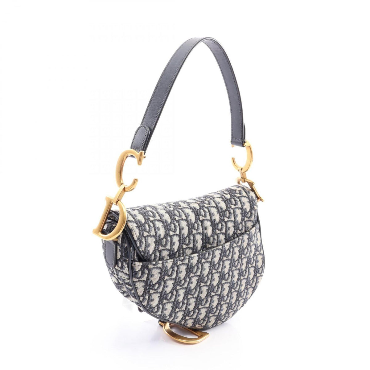 Christian Dior Ivory Navy Canvas Saddle Bag (Pre-Owned)